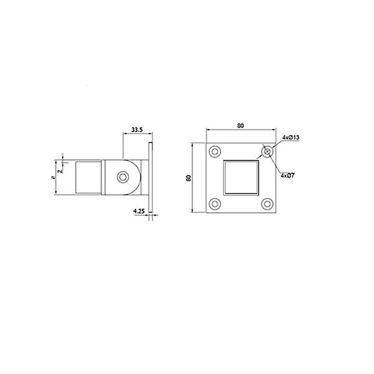 STLX-WF002 Adjustable Floor/Wall Mount Handrail Flange 40x40mm