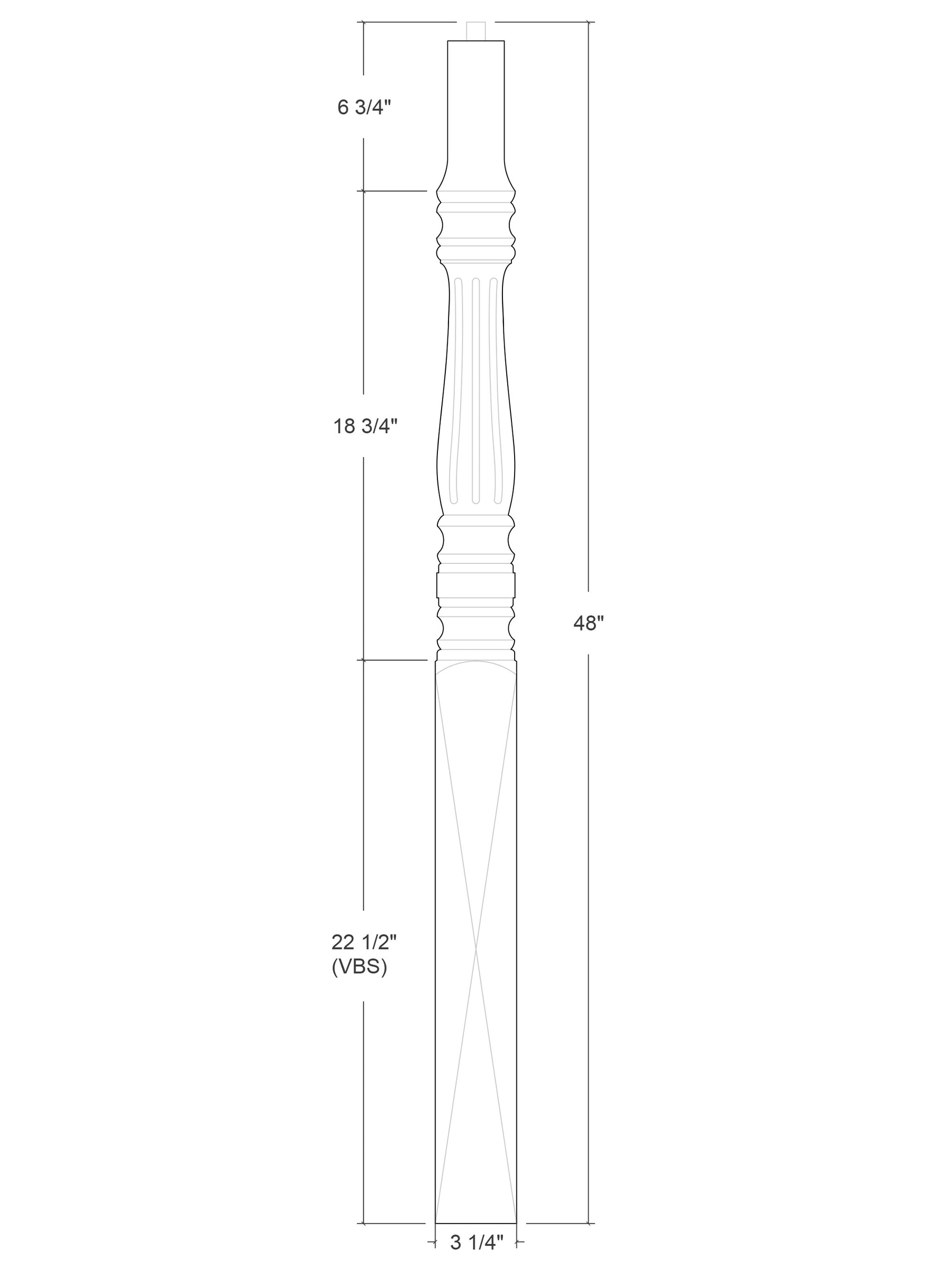 Williamsburg Over the Post Newel (Fluted)