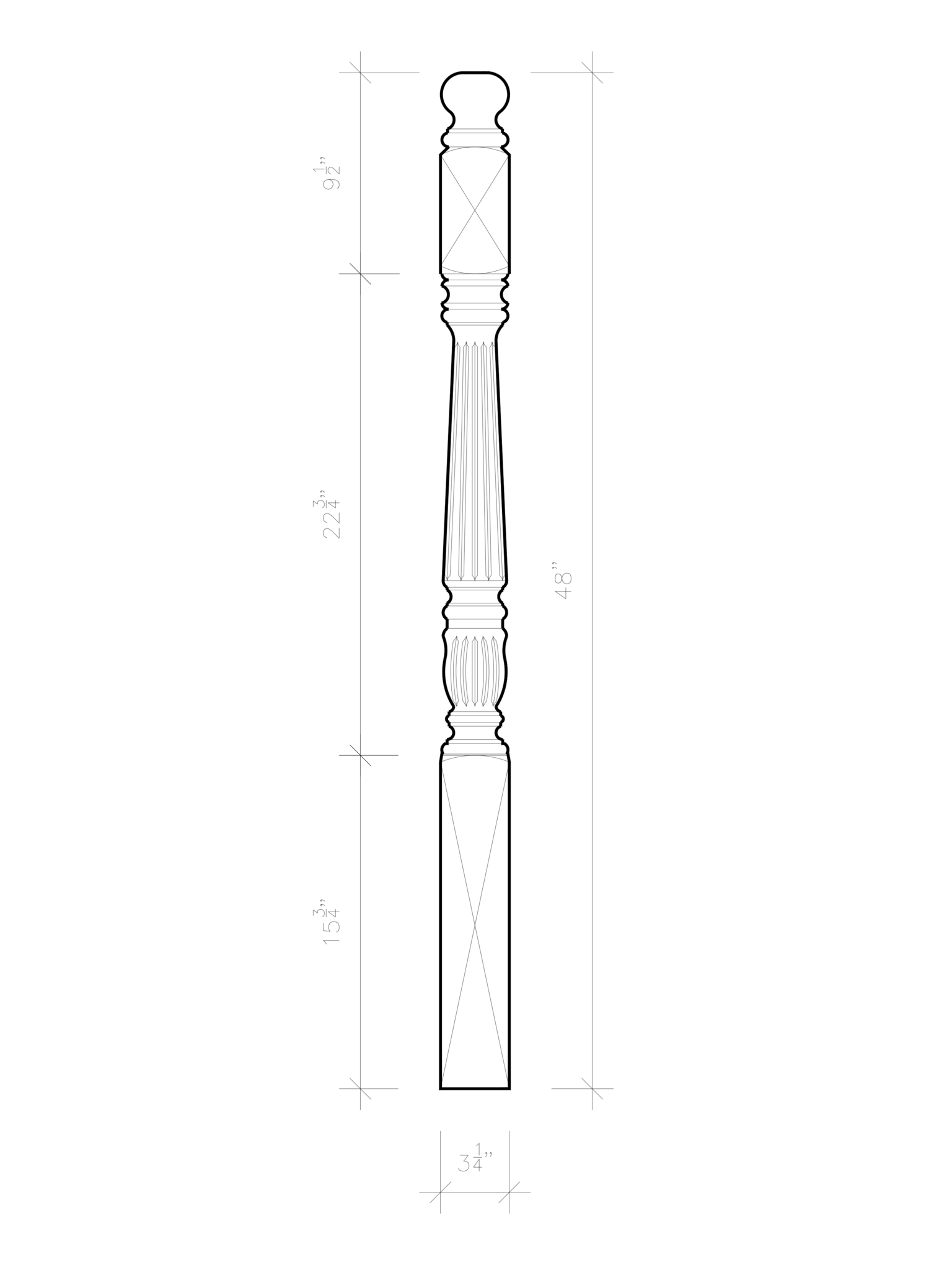 Broadway Post to Post Newel (Reeding)