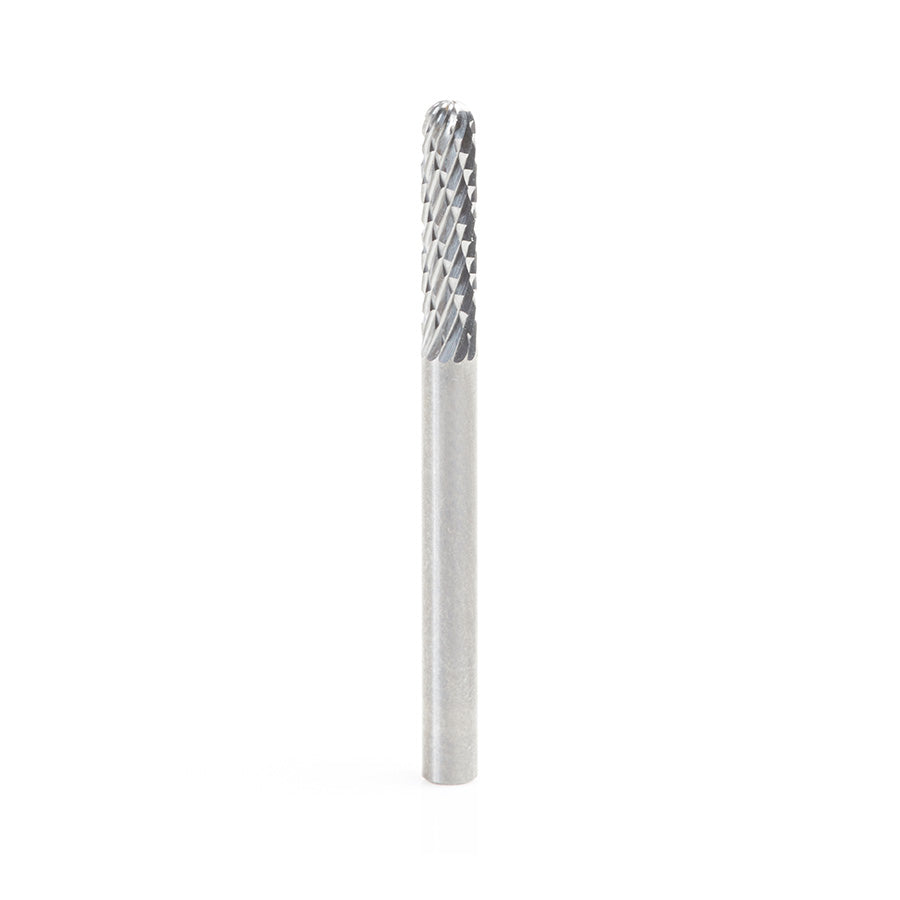 Amana Tool SB Burrs Solid Carbide Head Brazed into Steel Shank Radius Cylinder Shape Double Cut Burr Bits