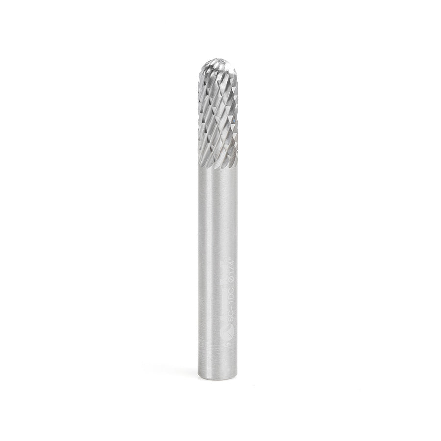 Amana Tool SB Burrs Solid Carbide Head Brazed into Steel Shank Radius Cylinder Shape Double Cut Burr Bits