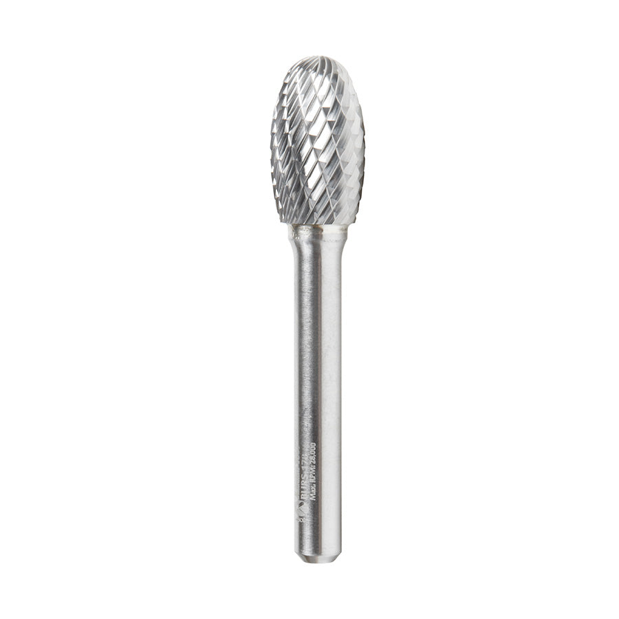 Amana Tool SE Burrs Solid Carbide Head Brazed into Steel Shank Oval Shape Double Cut Burr Bits