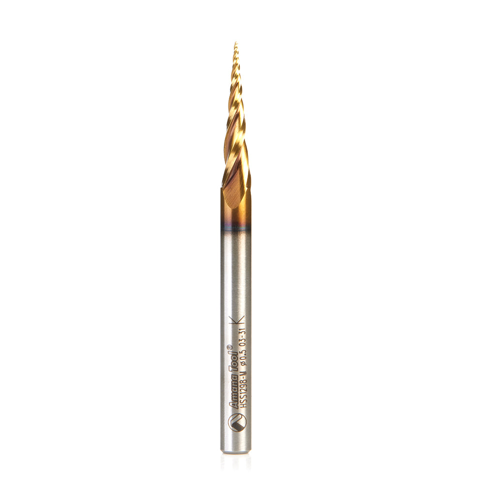 Amana Tool High Speed Steel (HSS) Carving CNC 2D and 3D ZrN Coated Router Bits