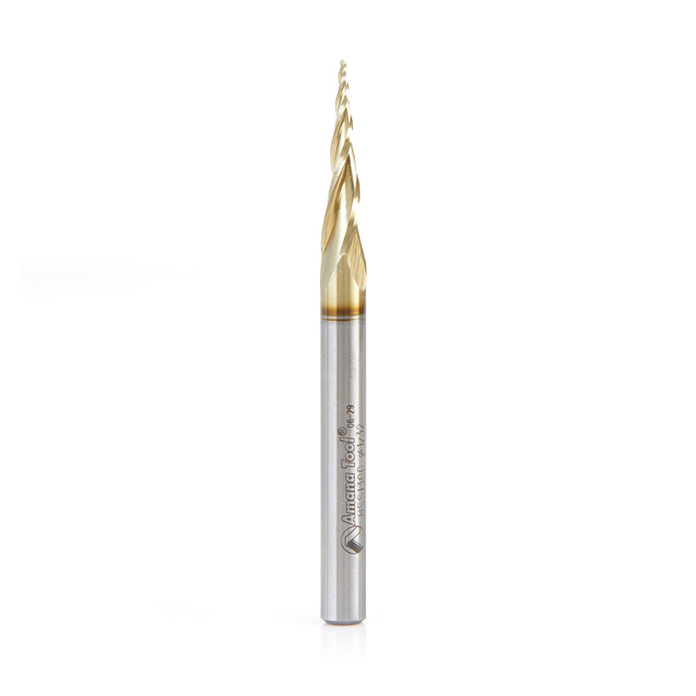 Amana Tool High Speed Steel (HSS) Carving CNC 2D and 3D ZrN Coated Router Bits