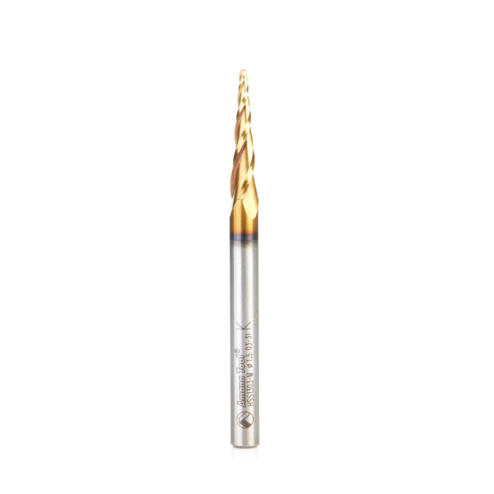 Amana Tool High Speed Steel (HSS) Carving CNC 2D and 3D ZrN Coated Router Bits