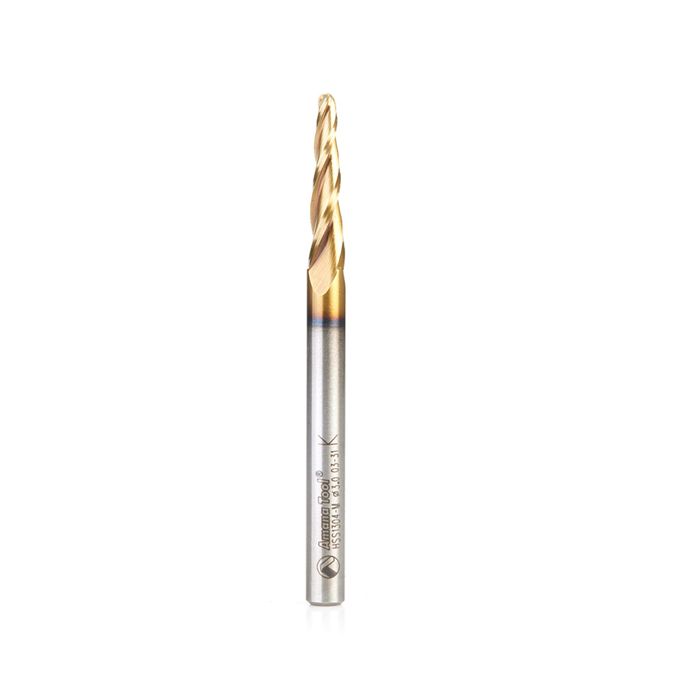 Amana Tool High Speed Steel (HSS) Carving CNC 2D and 3D ZrN Coated Router Bits