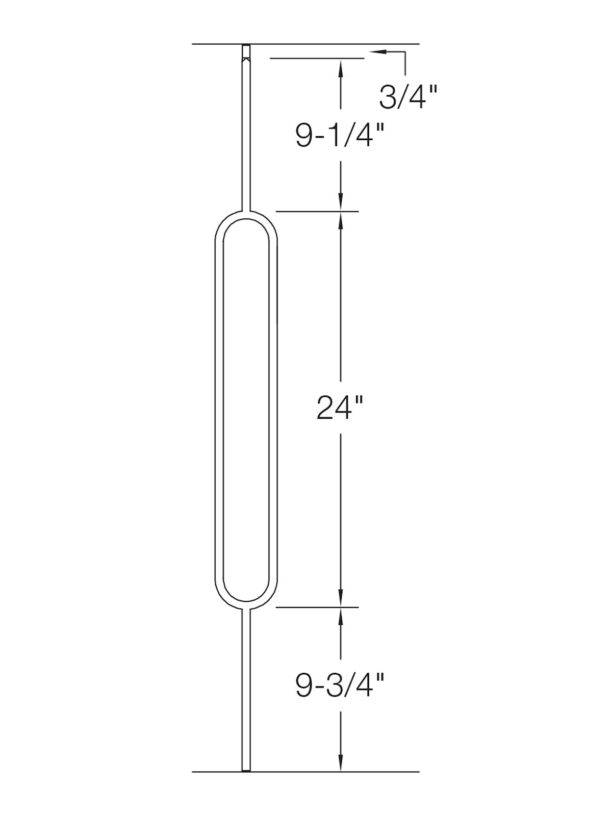 Iron Baluster T80 - 1/2" Square - 24" Contemporary Oval