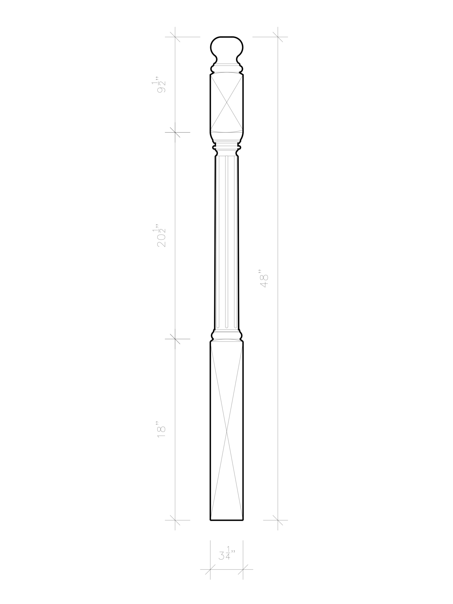 Tropicana Post to Post Newel (Fluted)