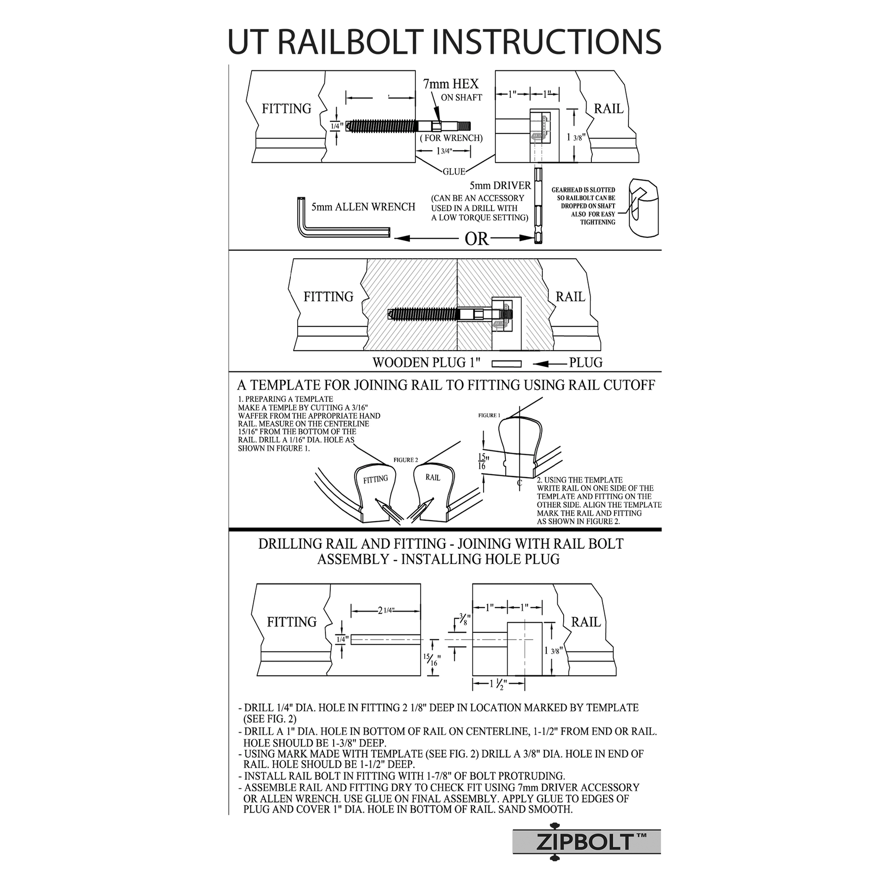 Zipbolt UT Railbolt