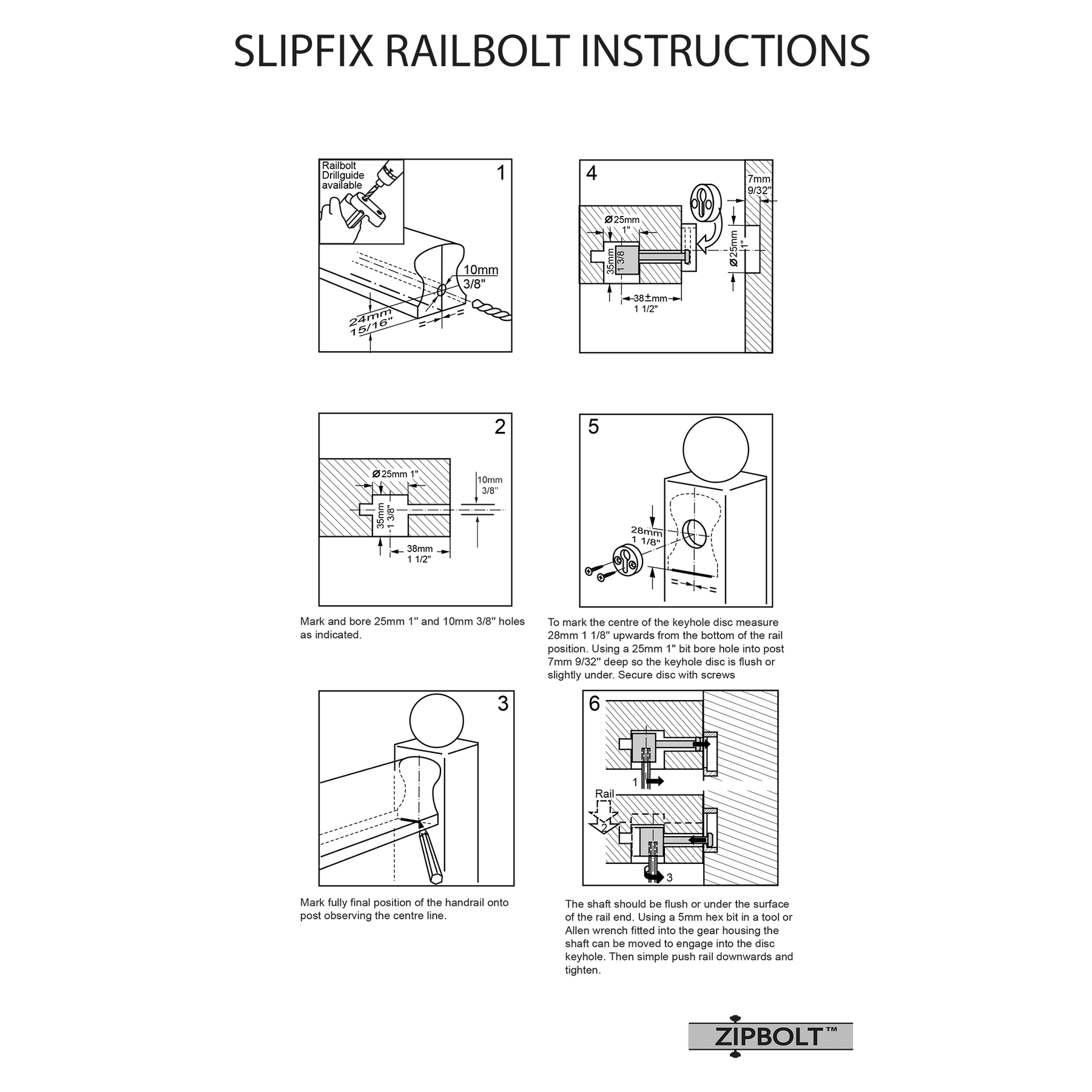 Zipbolt Slipfix Railbolt