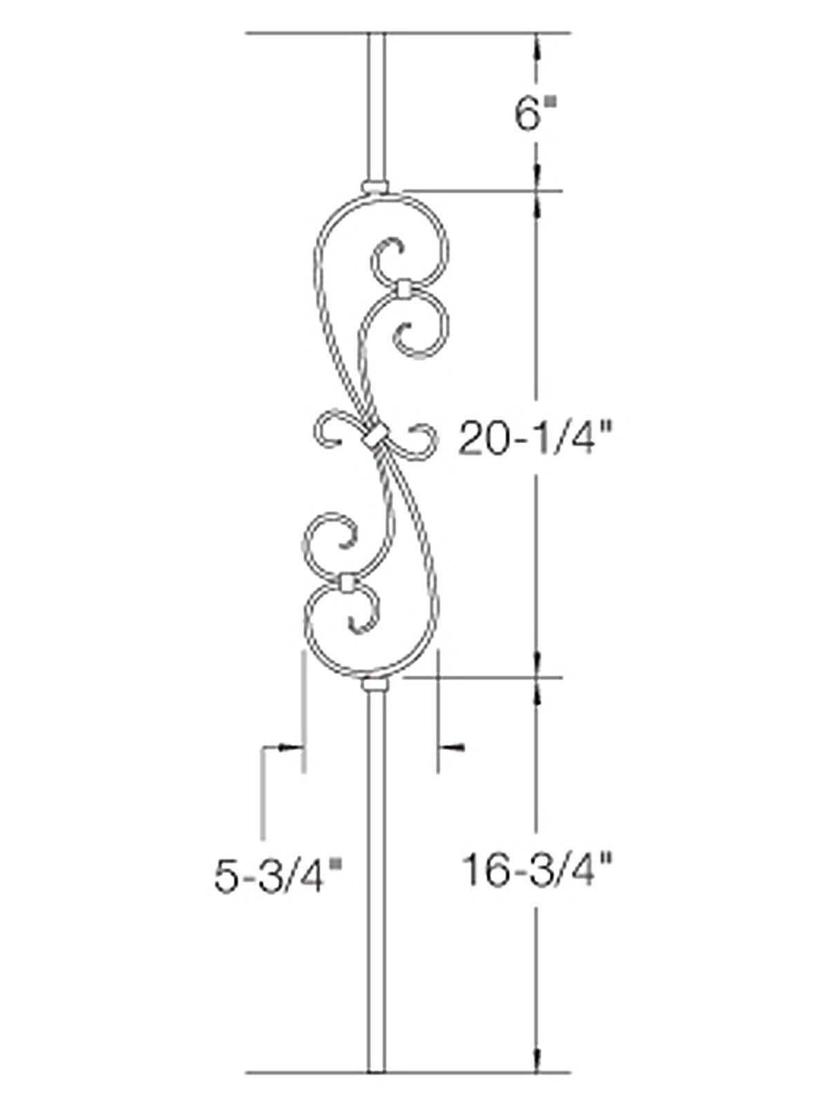 Iron Baluster 2GR56 - 5/8" Round - S Scroll