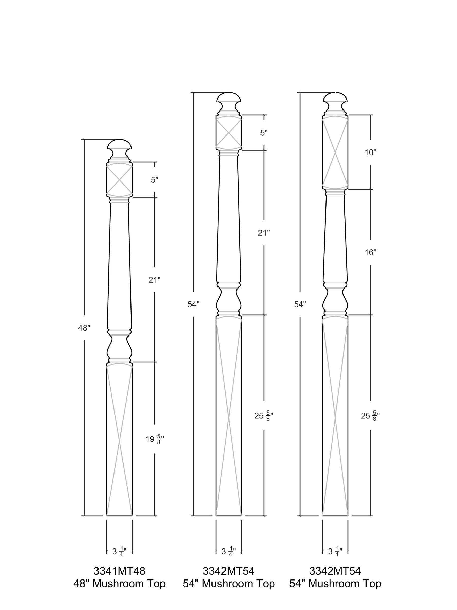 Colonial 4010MT Series Mushroom Top Newel Post (3")