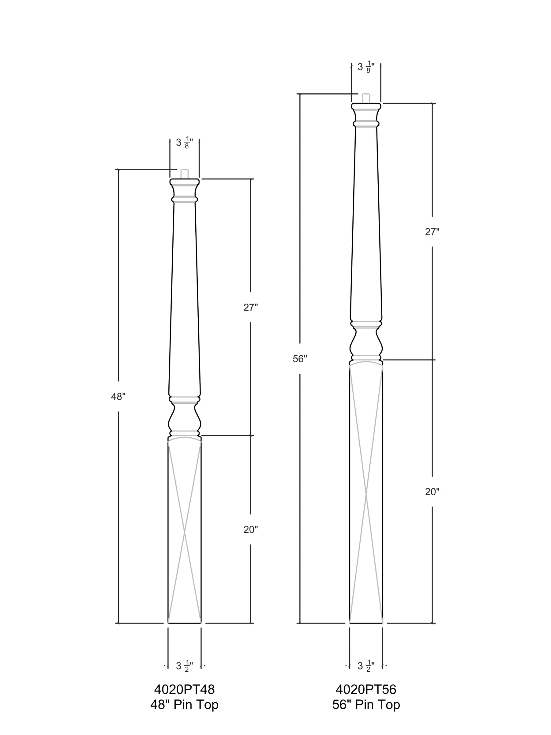 Colonial 4020PT Series Pin Top Newel Post (3-1/2")