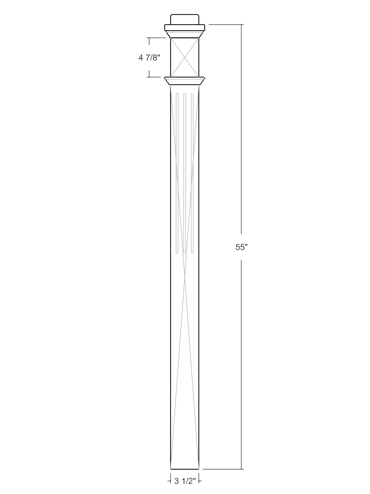 Box Newel 4075F - Fluted (3-1/2")