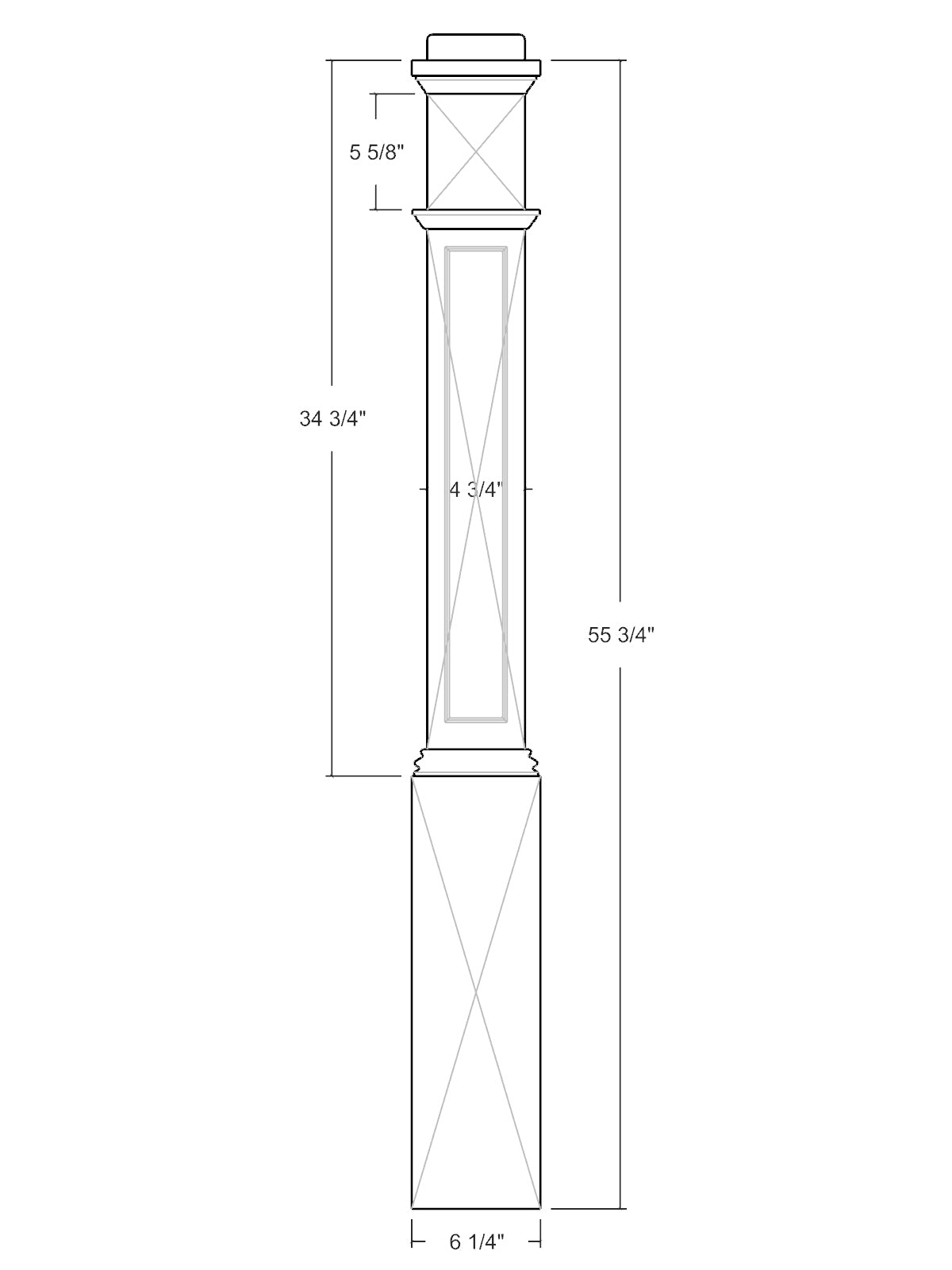 Box Newel 4091FP - Flat Panel (6-1/4")