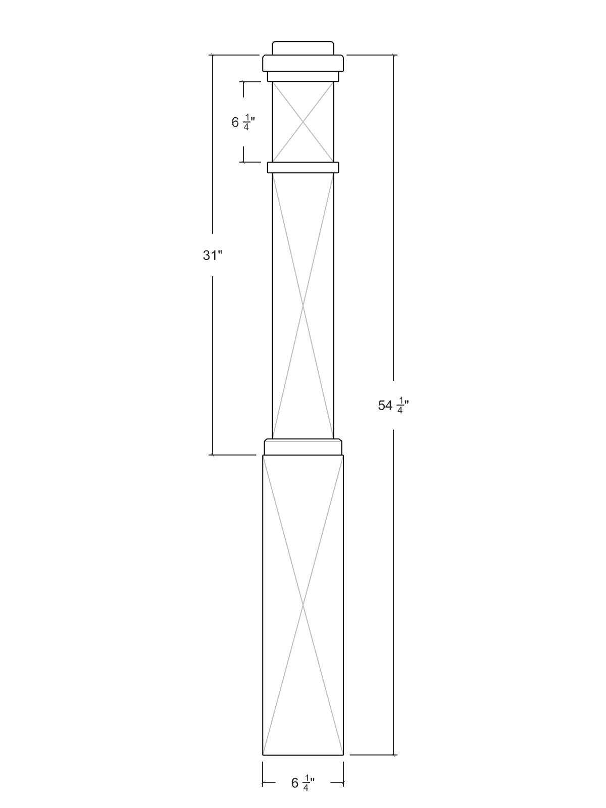 Box Newel 4091M - Mission Style (6-1/4")