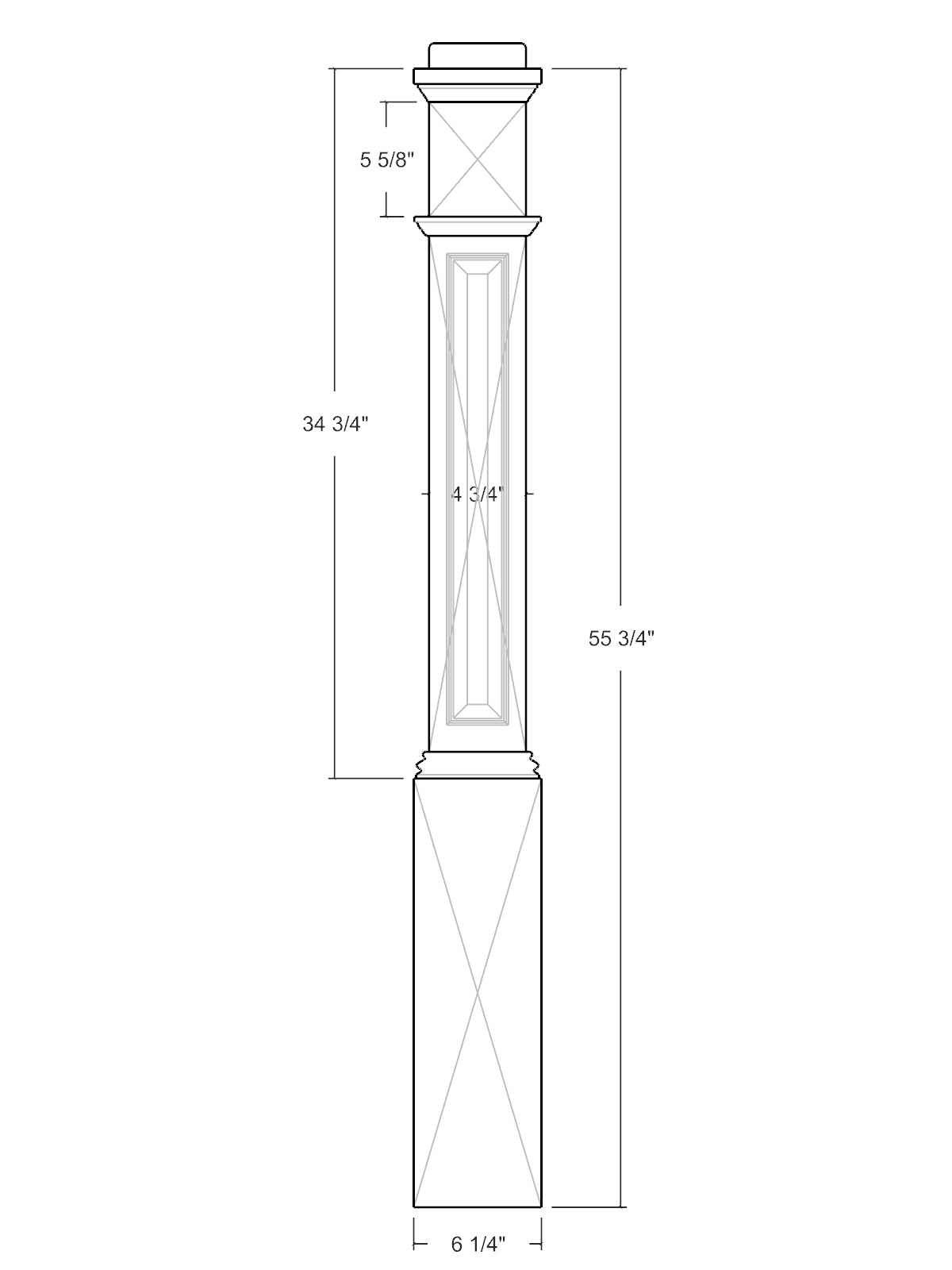 Box Newel 4091RP - Raised Panel (6-1/4")