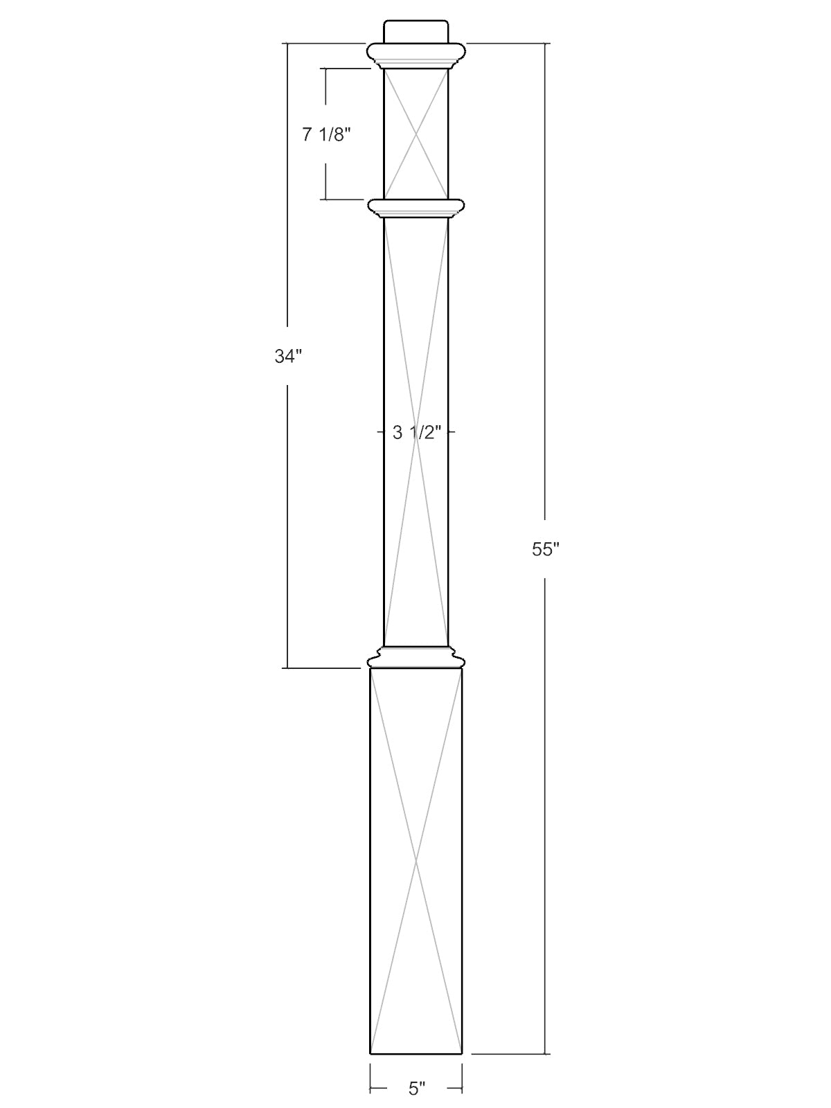 Box Newel 4176 - Adjustable Base (5")