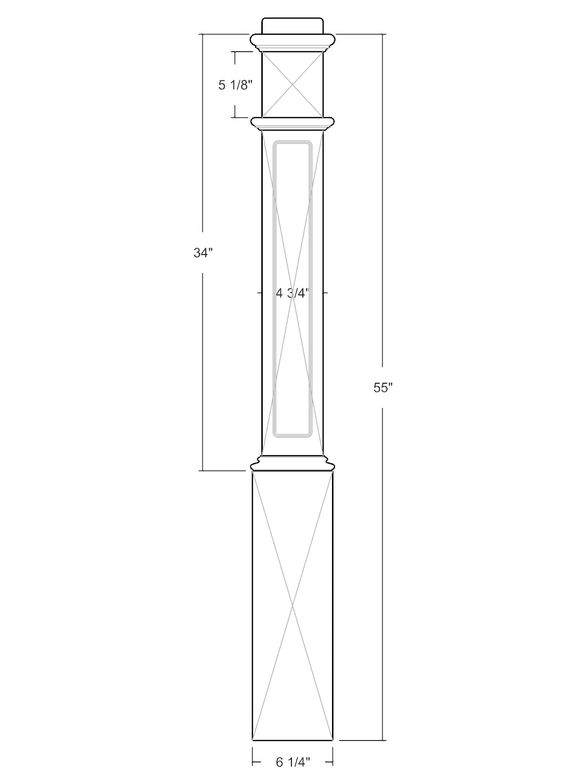 Box Newel 4191FP - Flat Panel (6-1/4")