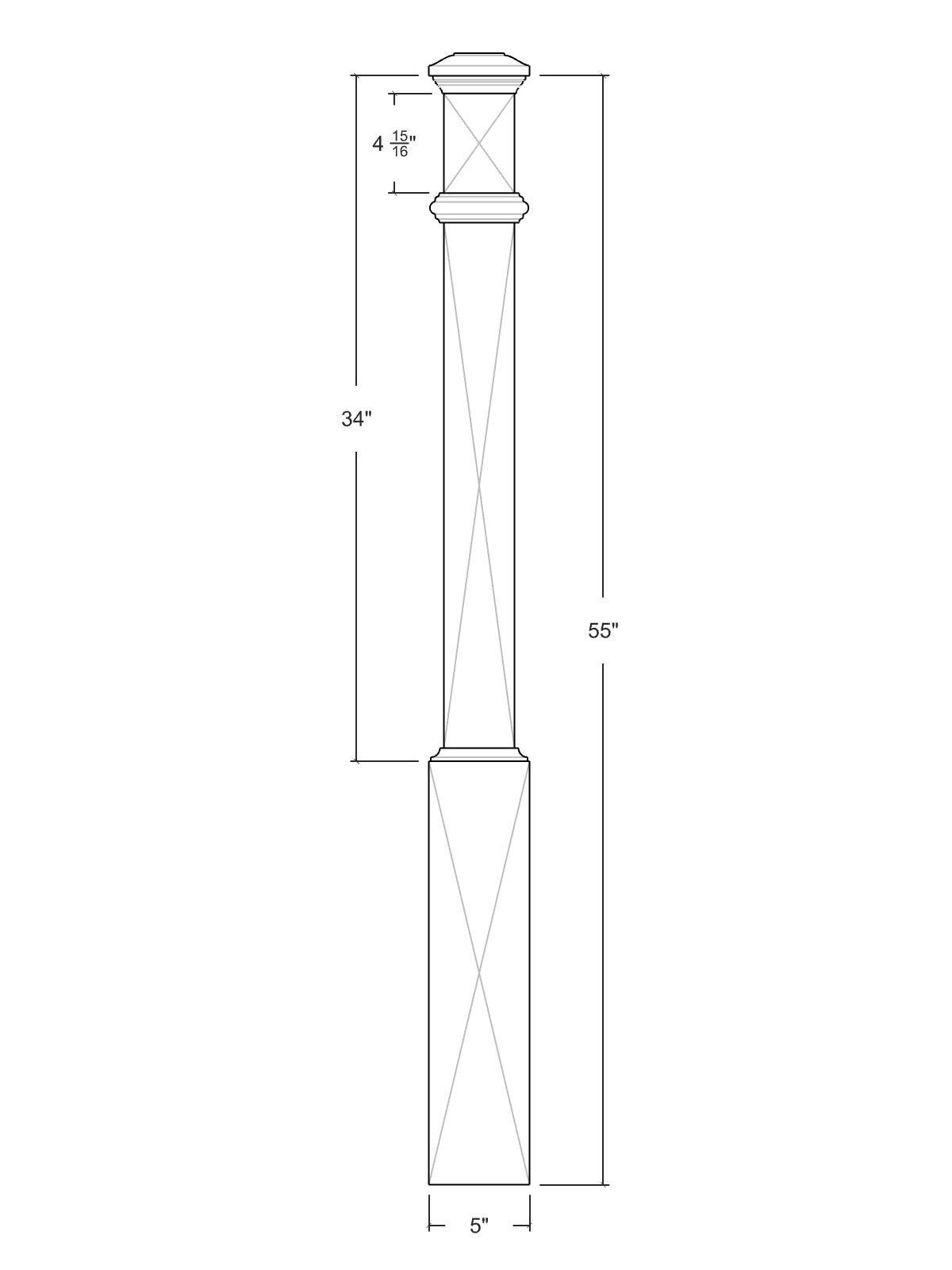 Box Newel 4276 - Adjustable Base (5")