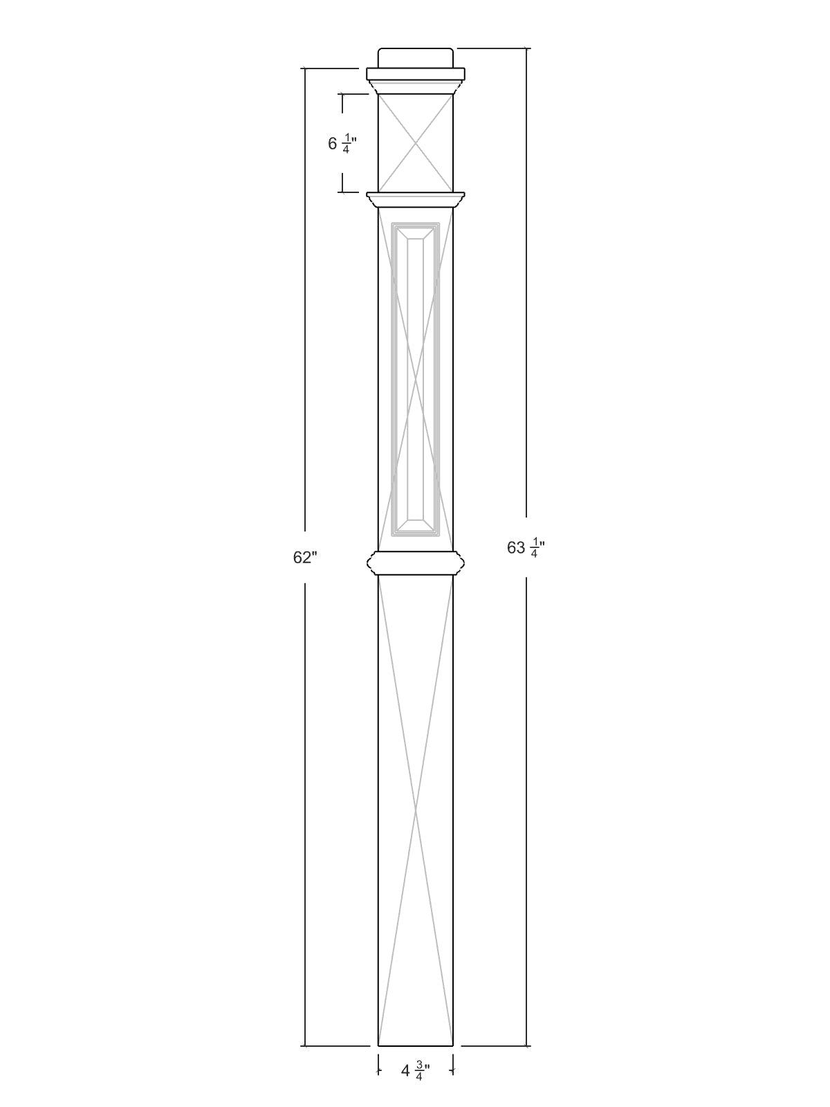 Box Newel 4375RP - Raised Panel (4-3/4")