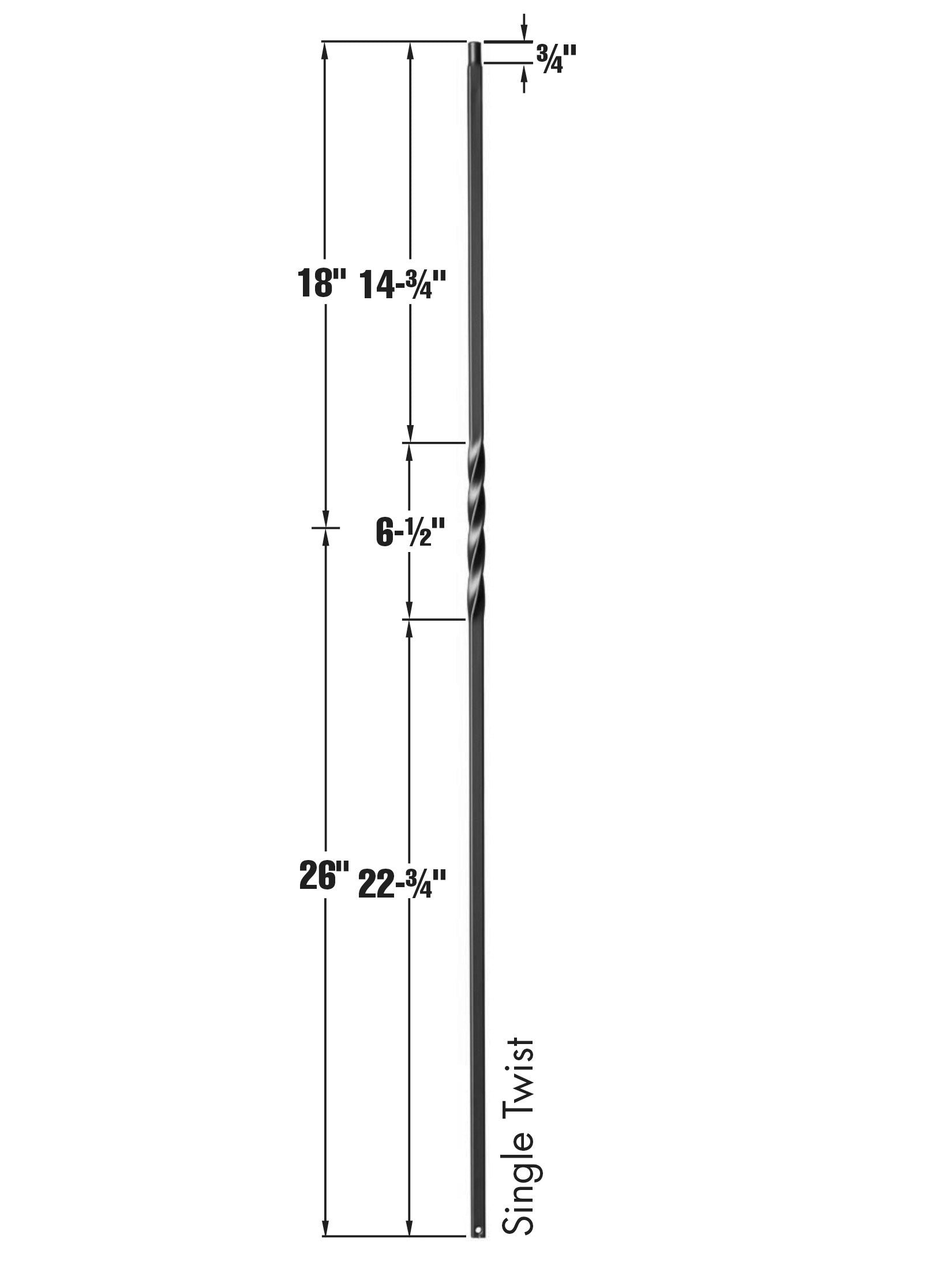 Iron Baluster 9001 - 1/2" Square - Twist