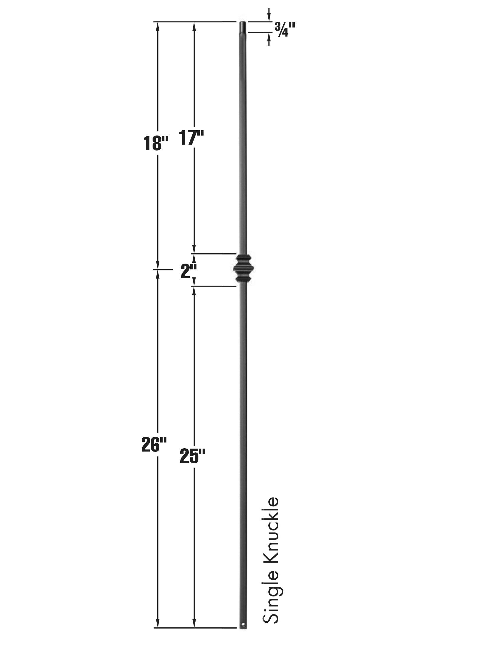 Iron Baluster 9006 - 1/2" Square - Single Knuckle