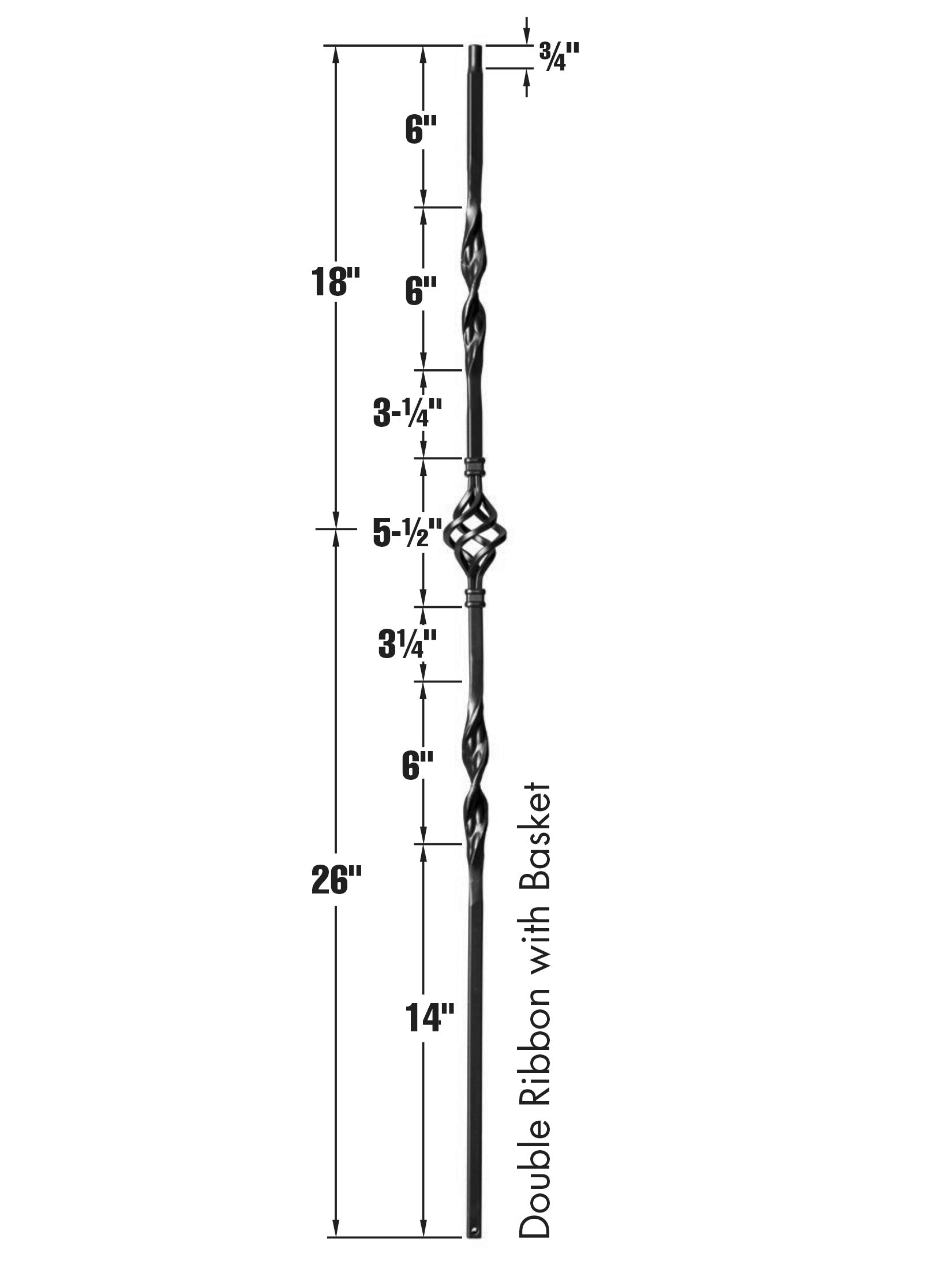 Iron Baluster 9012 - 1/2" Square - Single Basket