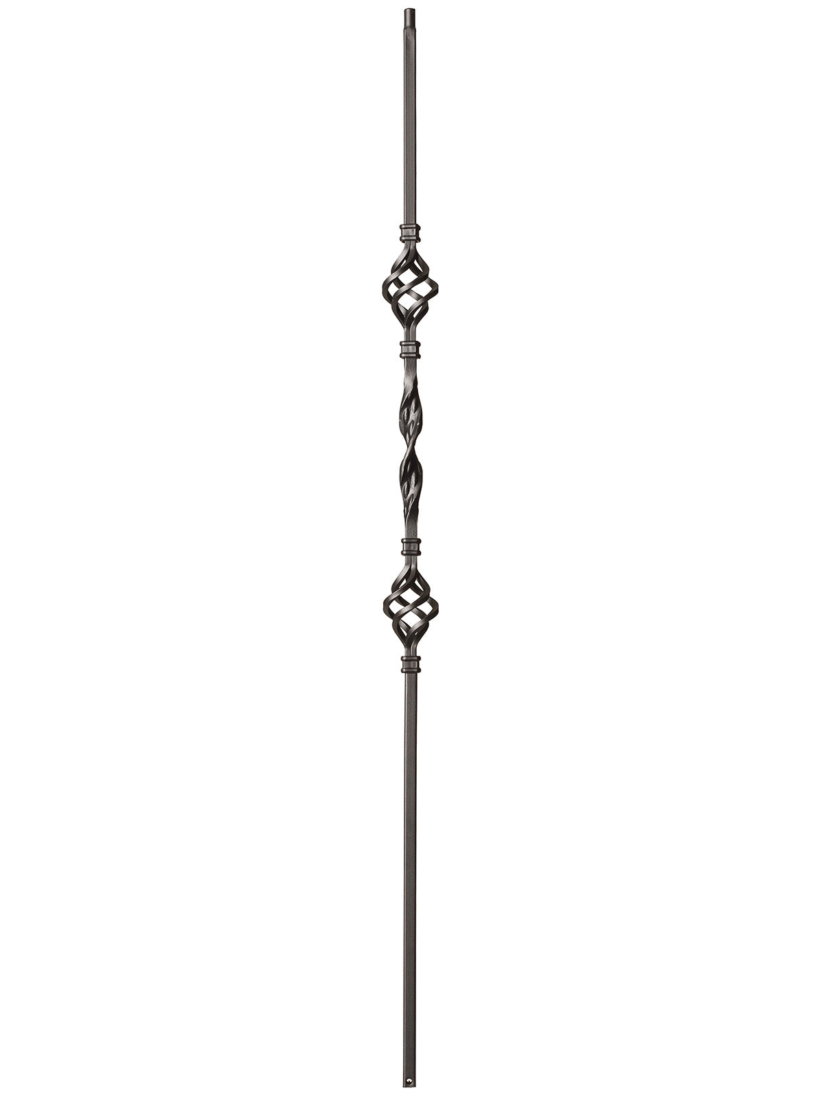 Iron Baluster 9013 - 1/2" Square - Double Basket w/ Ribbon