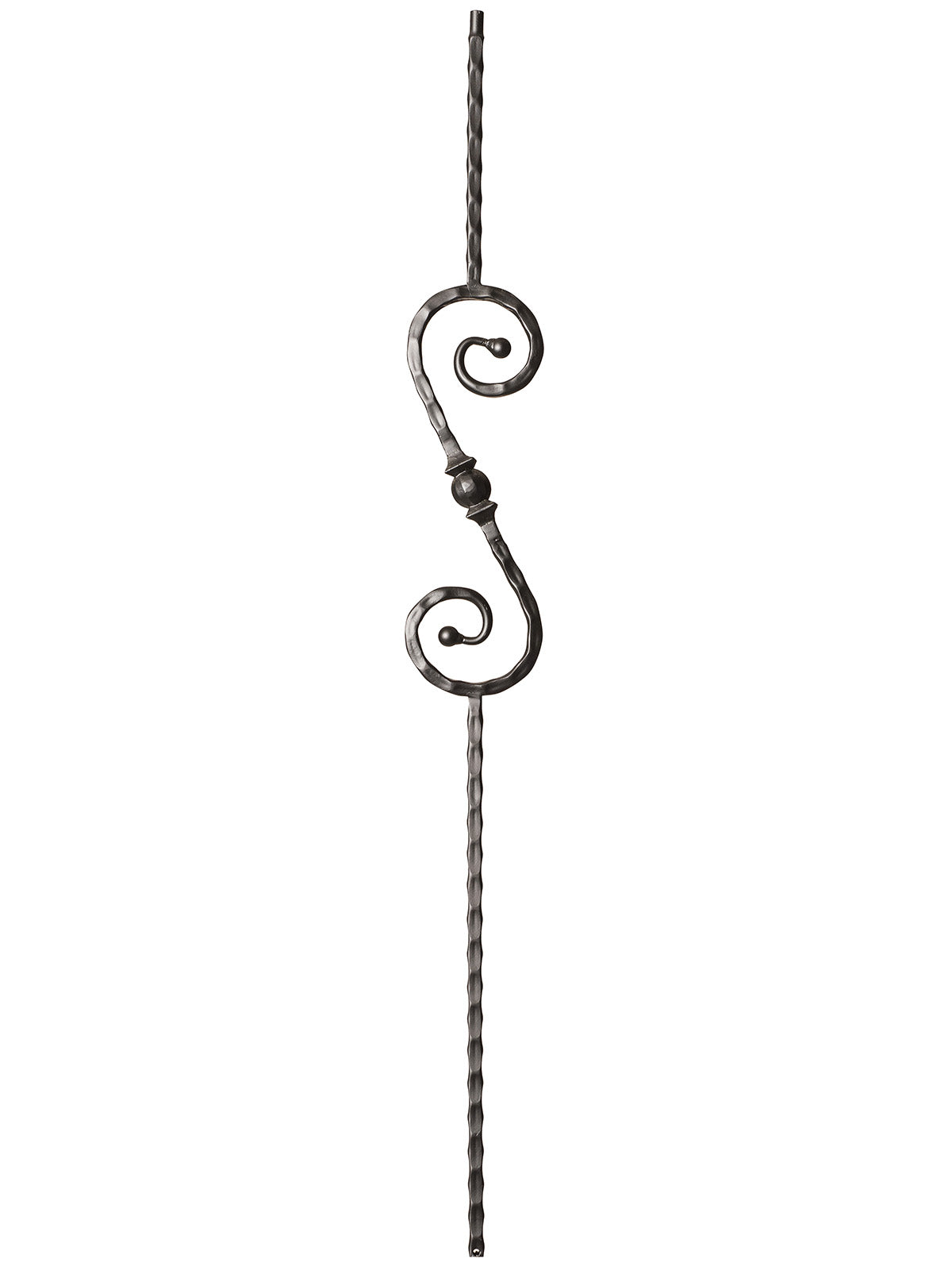 Iron Baluster 9034 - 9/16" Hammered Face - S Scroll With Ball