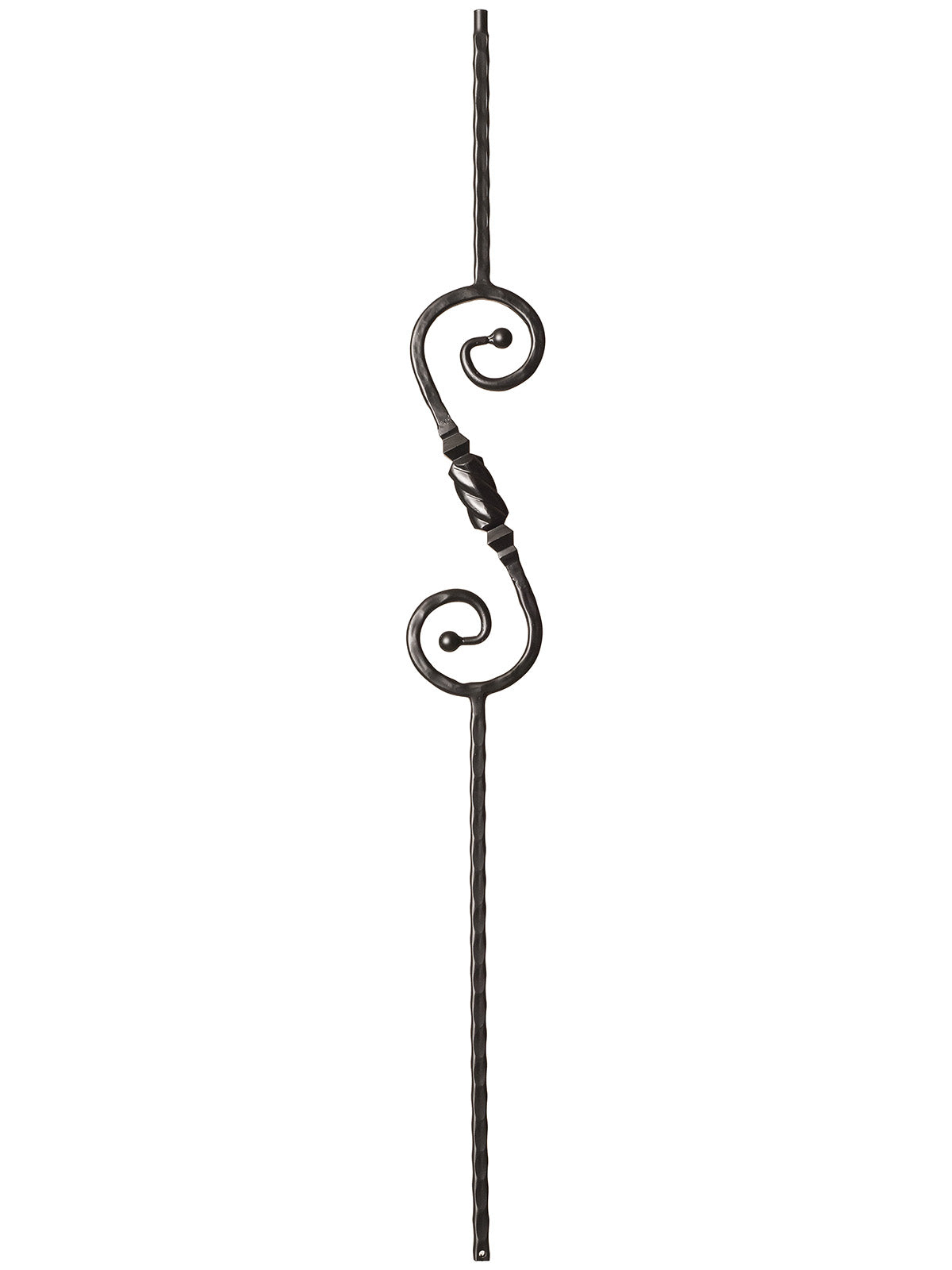 Iron Baluster 9047 - 9/16" Hammered Face - S Scroll With Knob