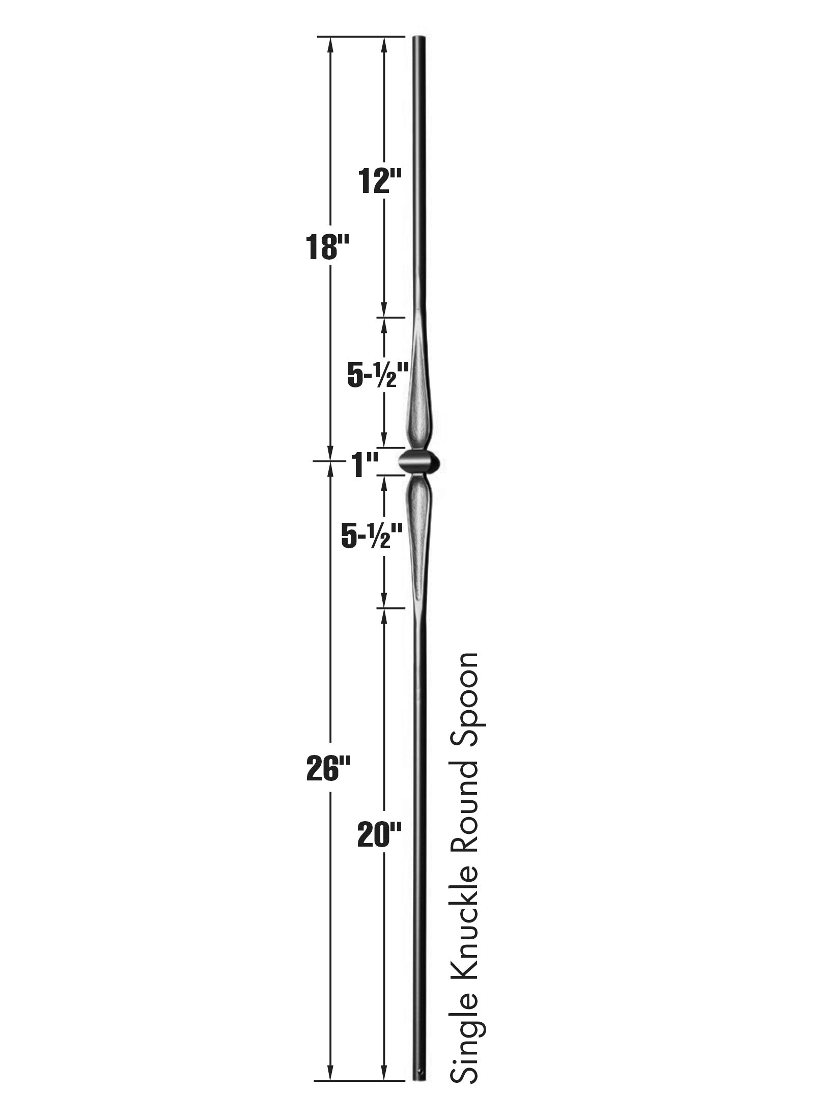 Iron Baluster 9069 - 9/16" Round - Knuckle Spoon