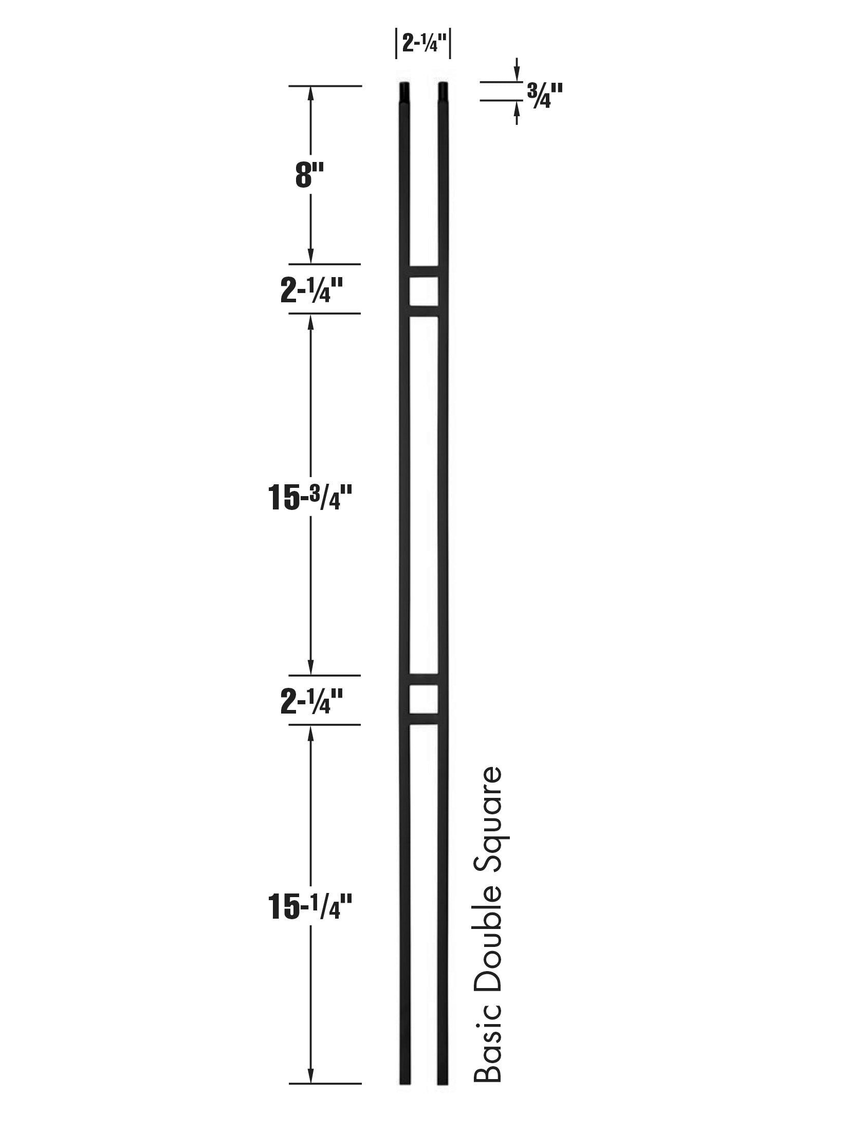 Iron Baluster 9087 - 1/2" Square - Double Square