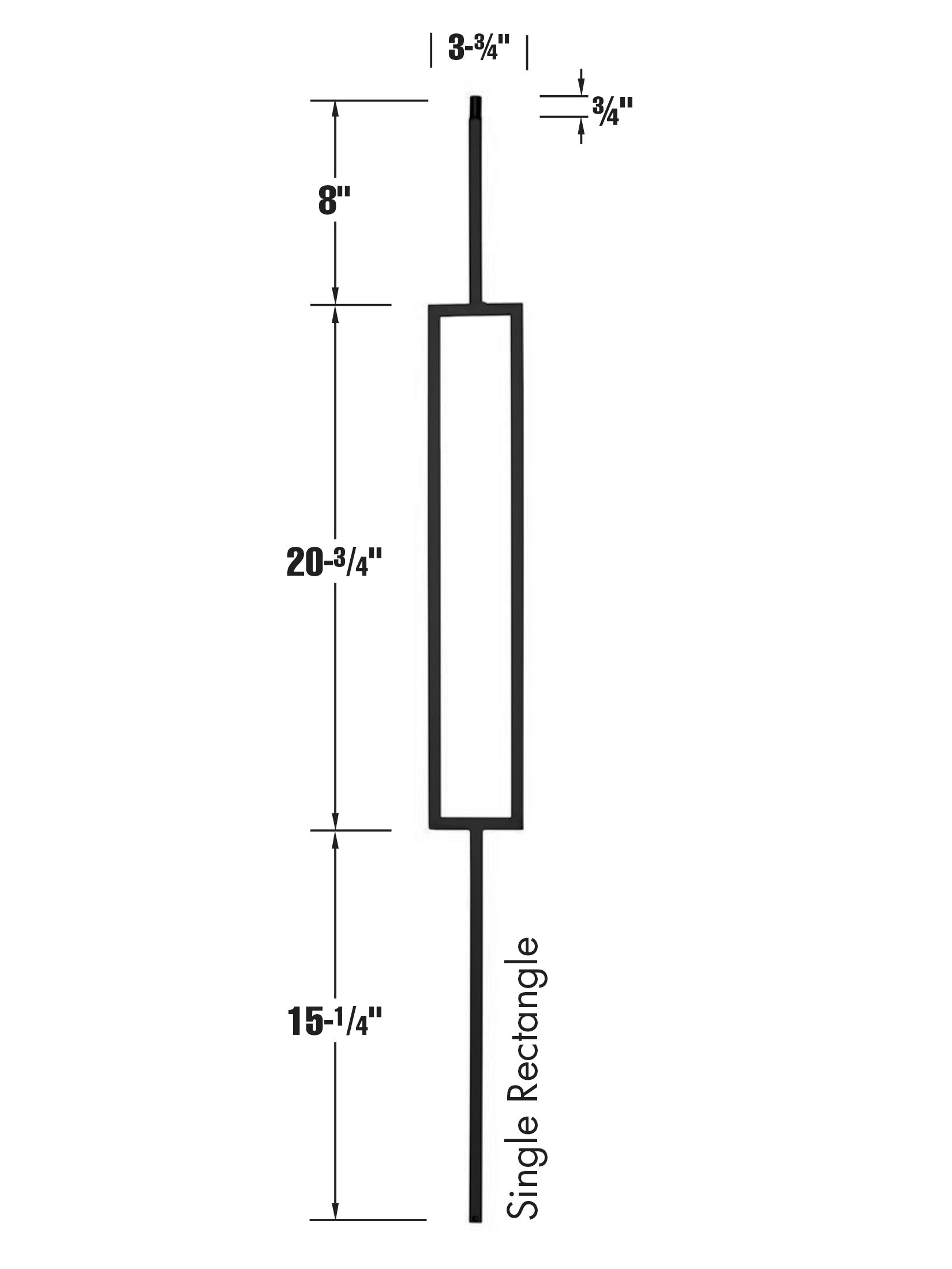 Iron Baluster 9089 - 1/2" Square - Single Rectangle