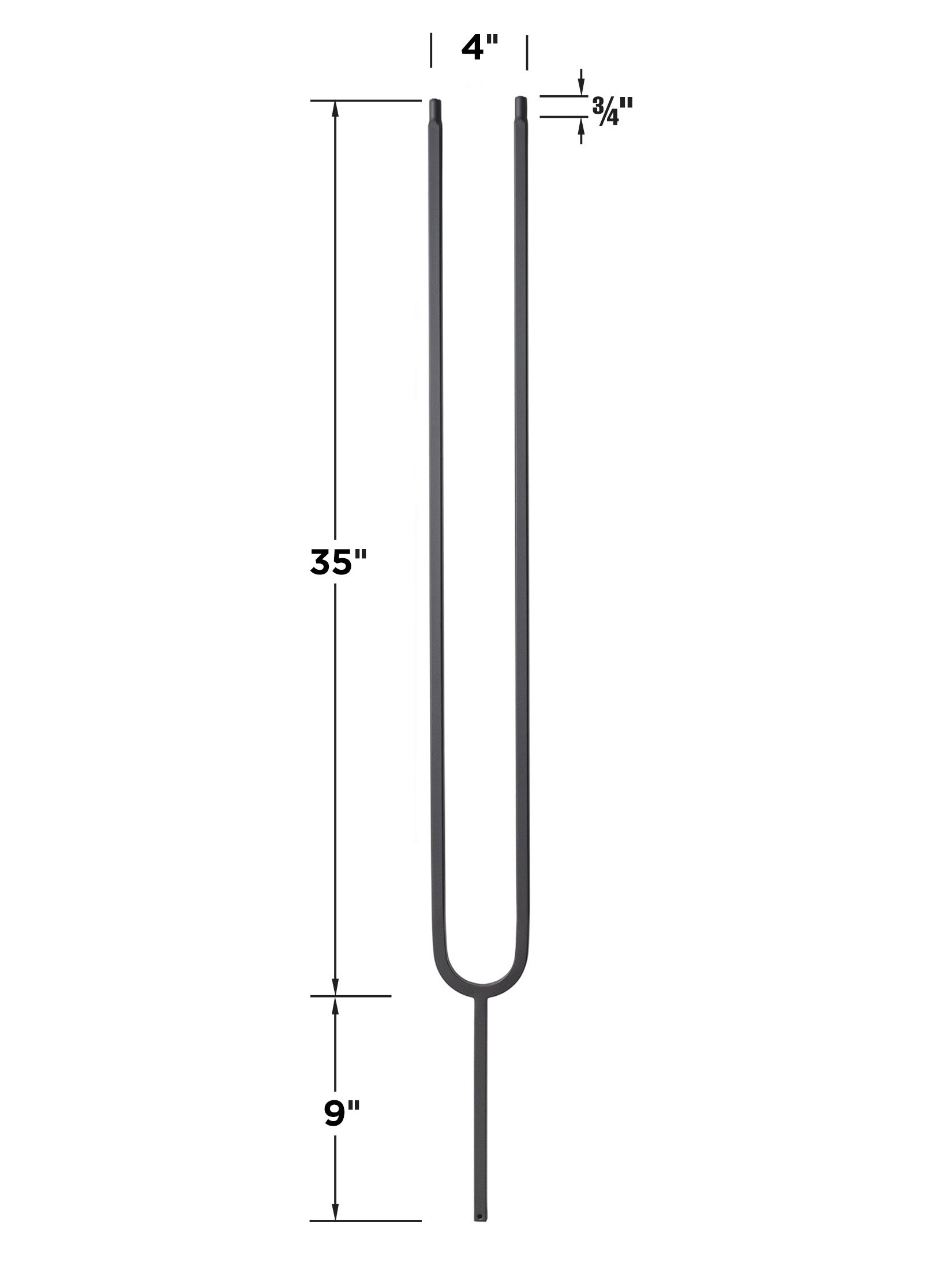 Iron Baluster 9092 - 1/2" Square - Contemporary Split Oval