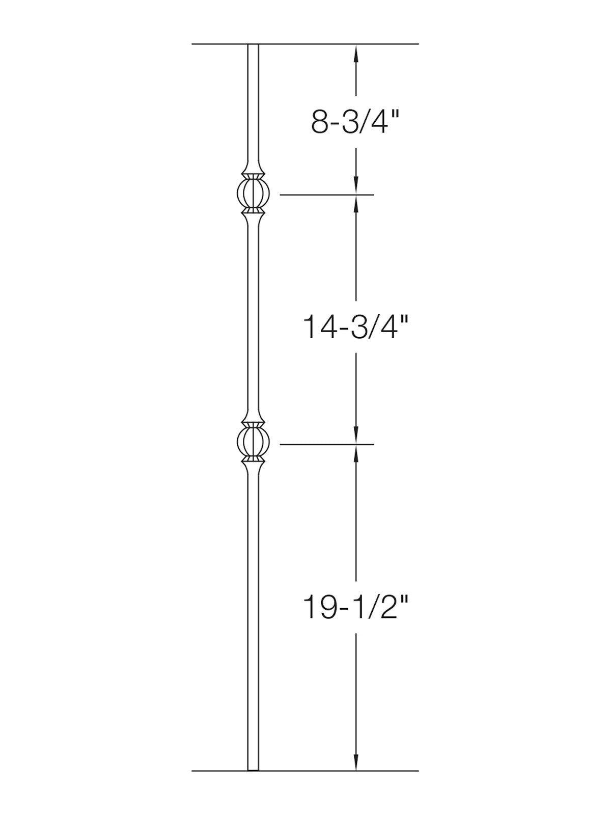 Iron Baluster 9523 - 5/8" Round - Double Ball