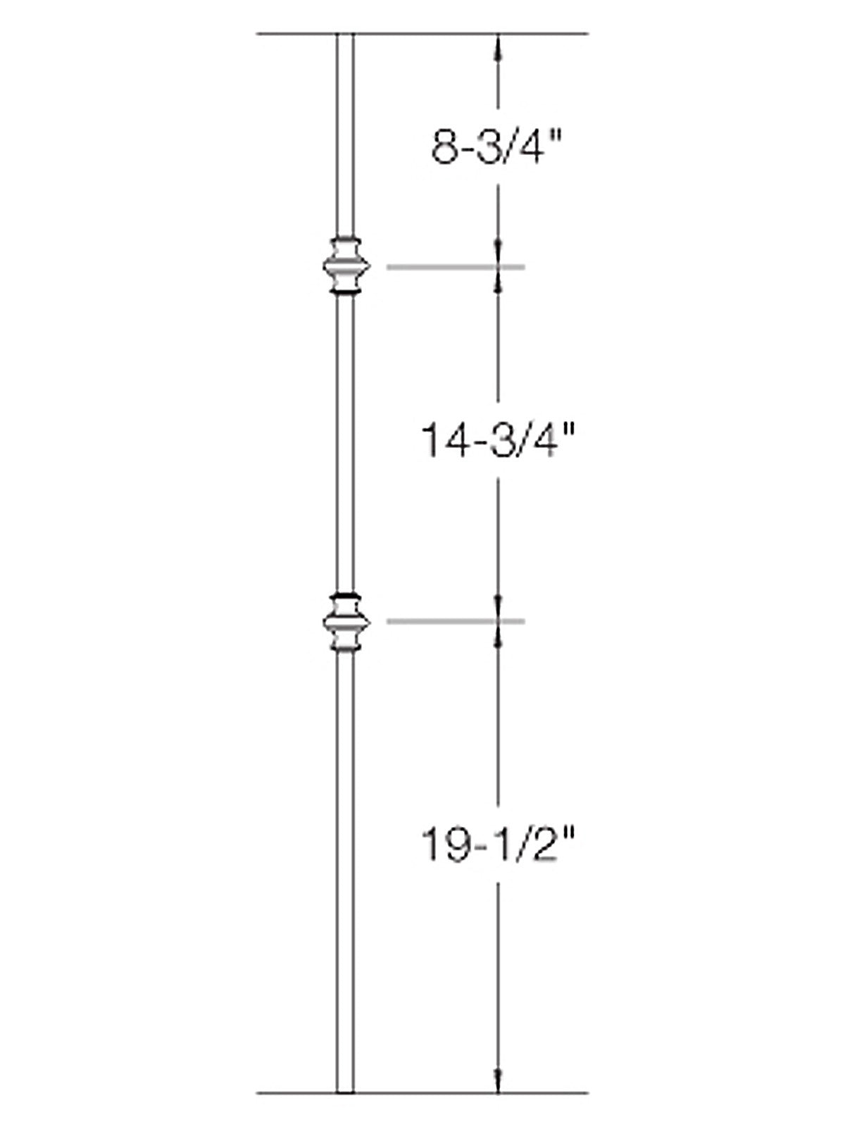 Iron Baluster 9561 - 5/8" Round - Double Knuckle