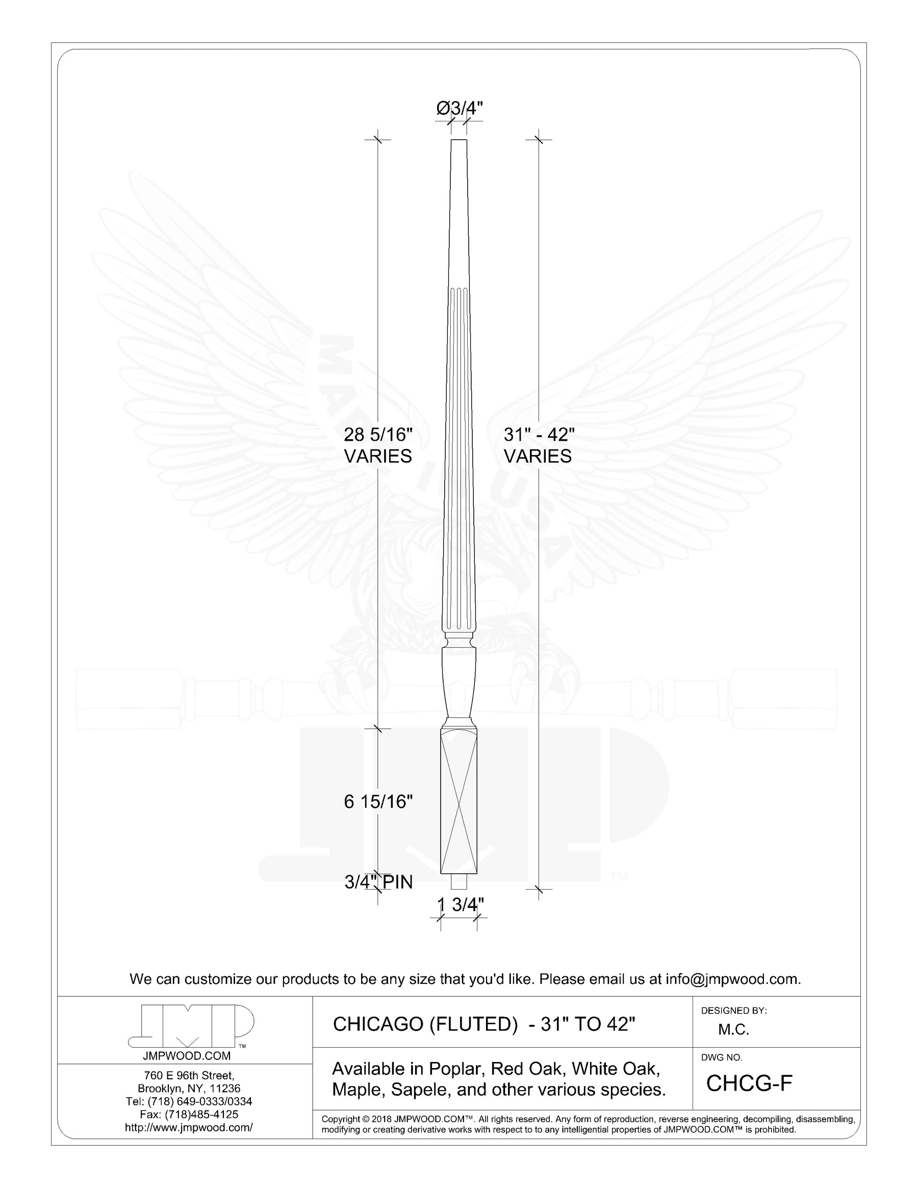 Chicago Baluster (Fluted)