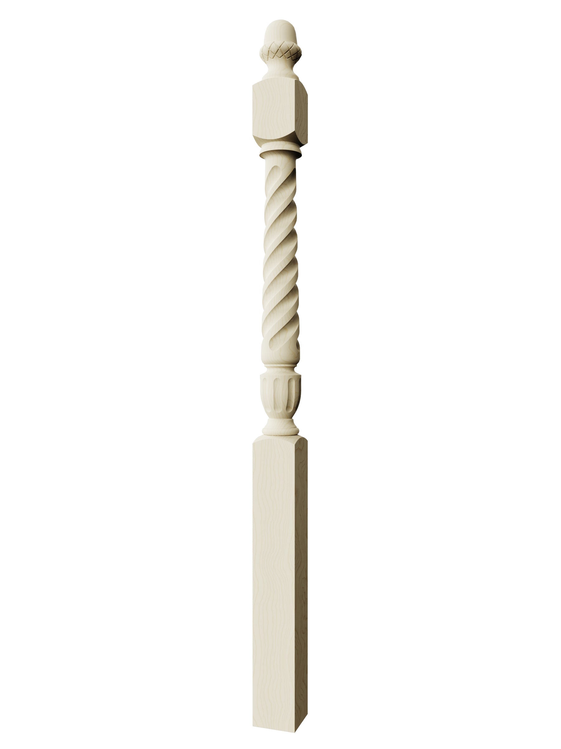 Stockbridge 3010T-AT Series Acorn Top Newel Post - Twist (3-1/2")