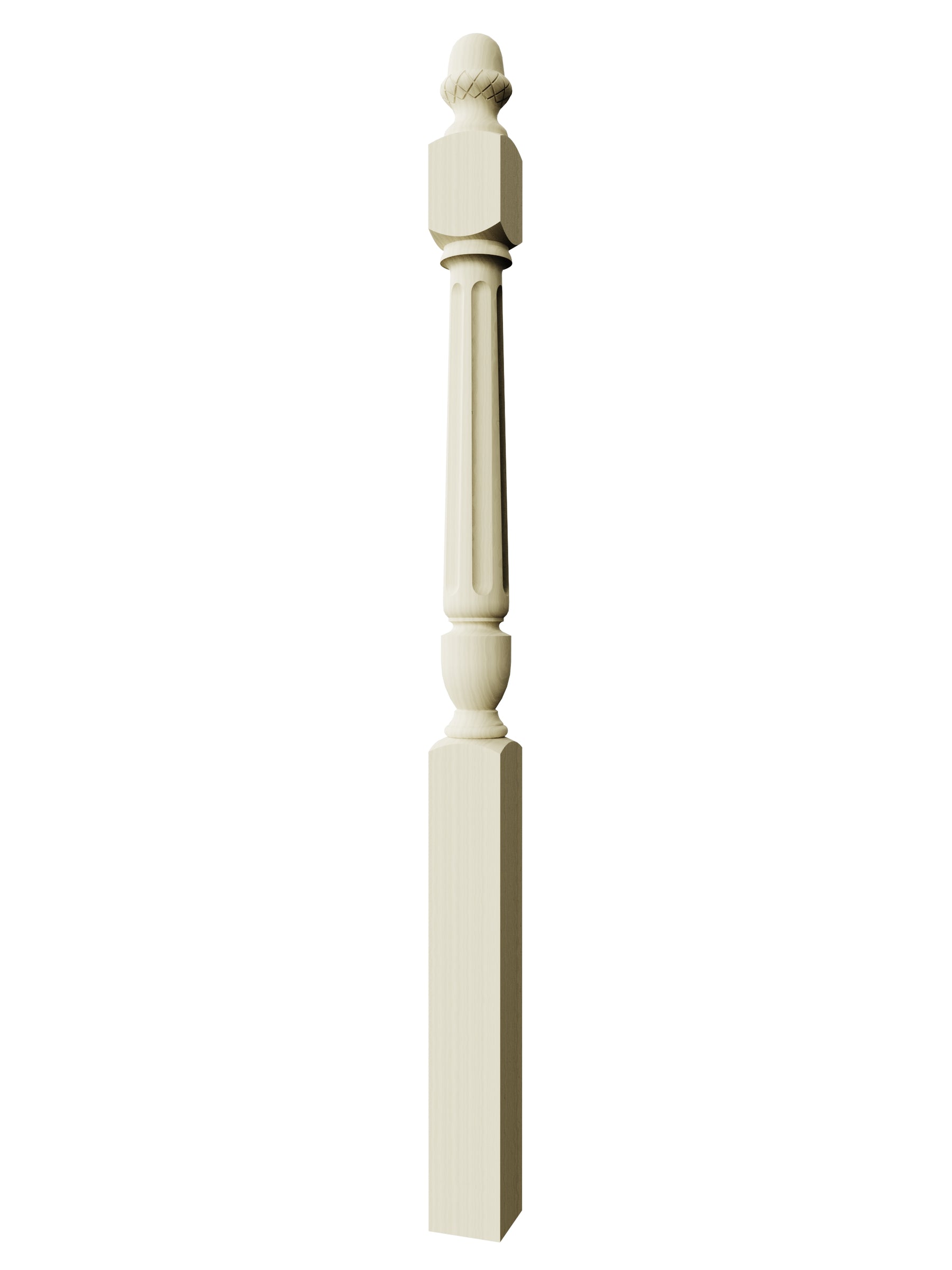 Stockbridge 3010F-AT Series Acorn Top Newel Post - Fluted (3-1/2")