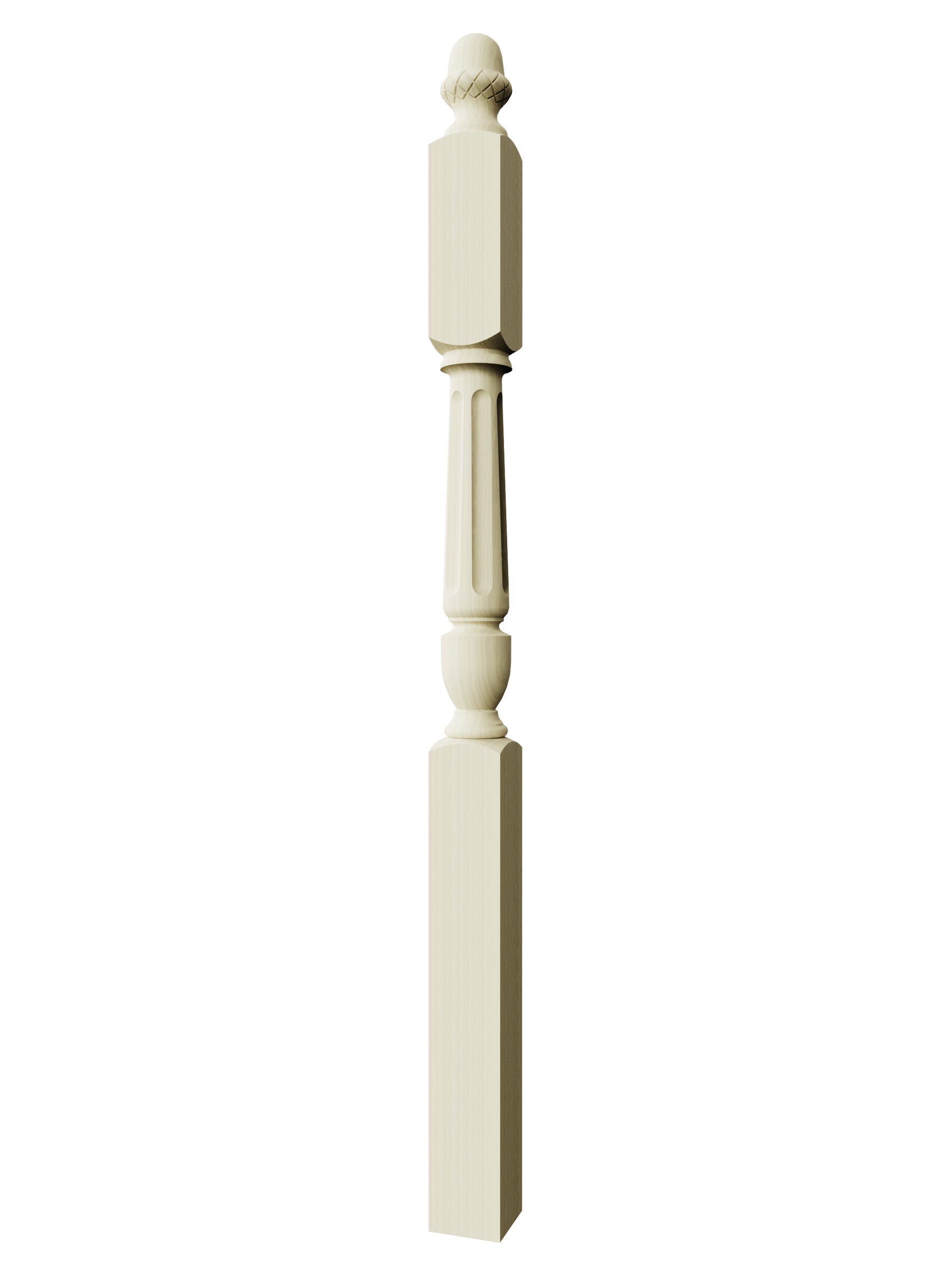 Stockbridge 3010F-AT Series Acorn Top Newel Post - Fluted (3-1/2")