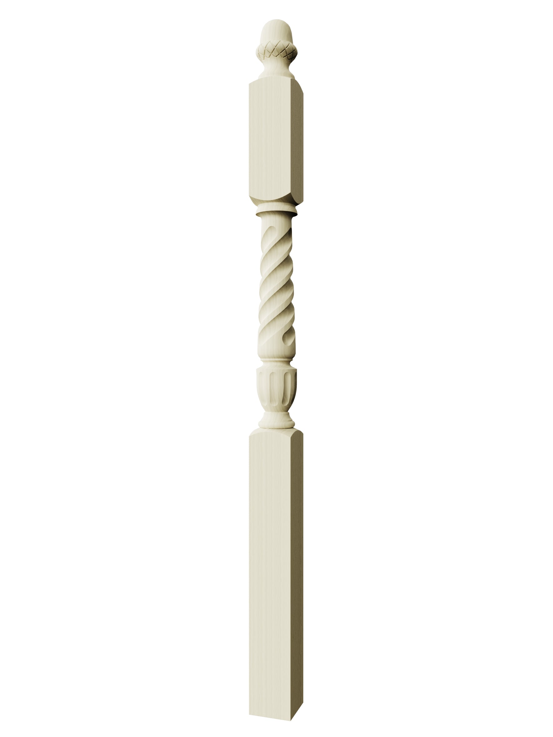 Stockbridge 3010T-AT Series Acorn Top Newel Post - Twist (3-1/2")