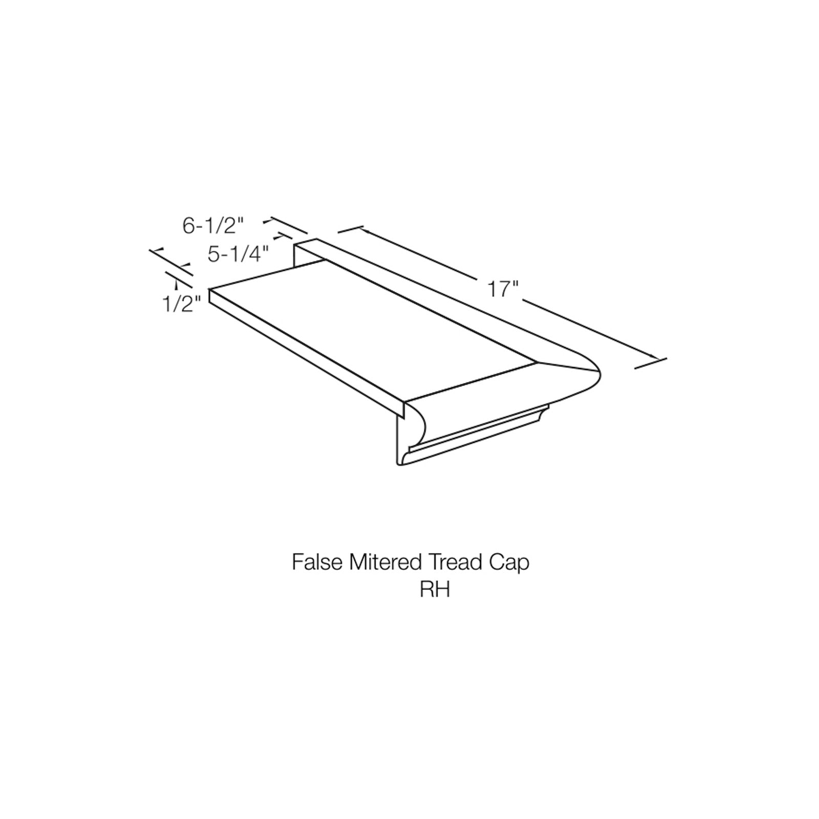 Tread 8171RH - False Mitered Tread Cap Right Handed