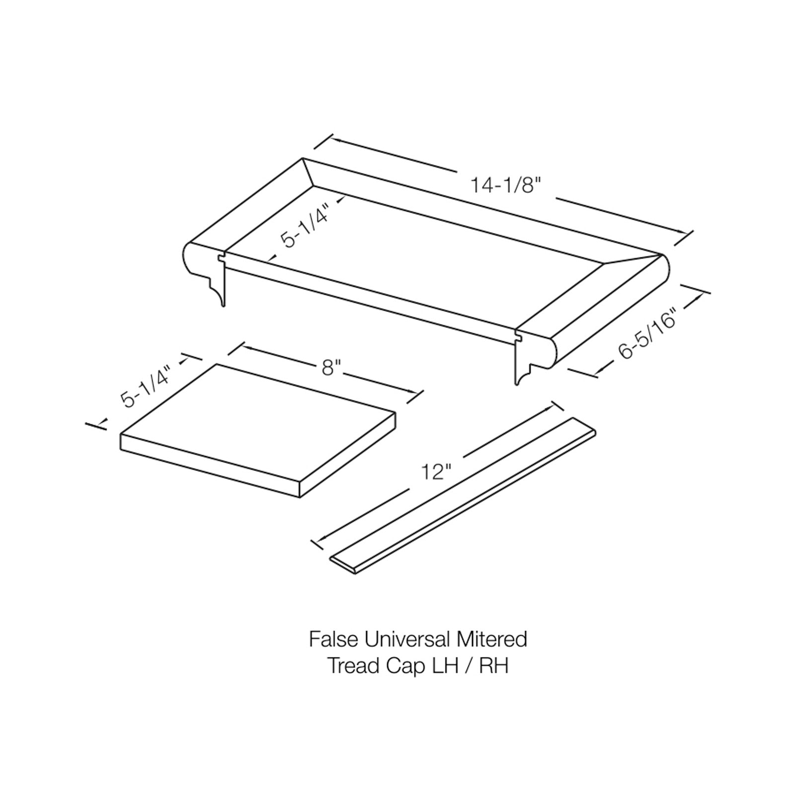 Tread 8271 - False Universal Mitered Tread Cap (LH/RH)