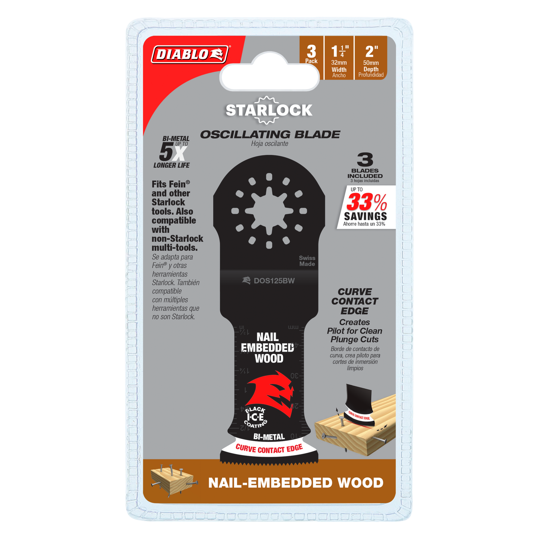 Diablo Starlock Bi-Metal Oscillating Blades for Nail-Embedded Wood