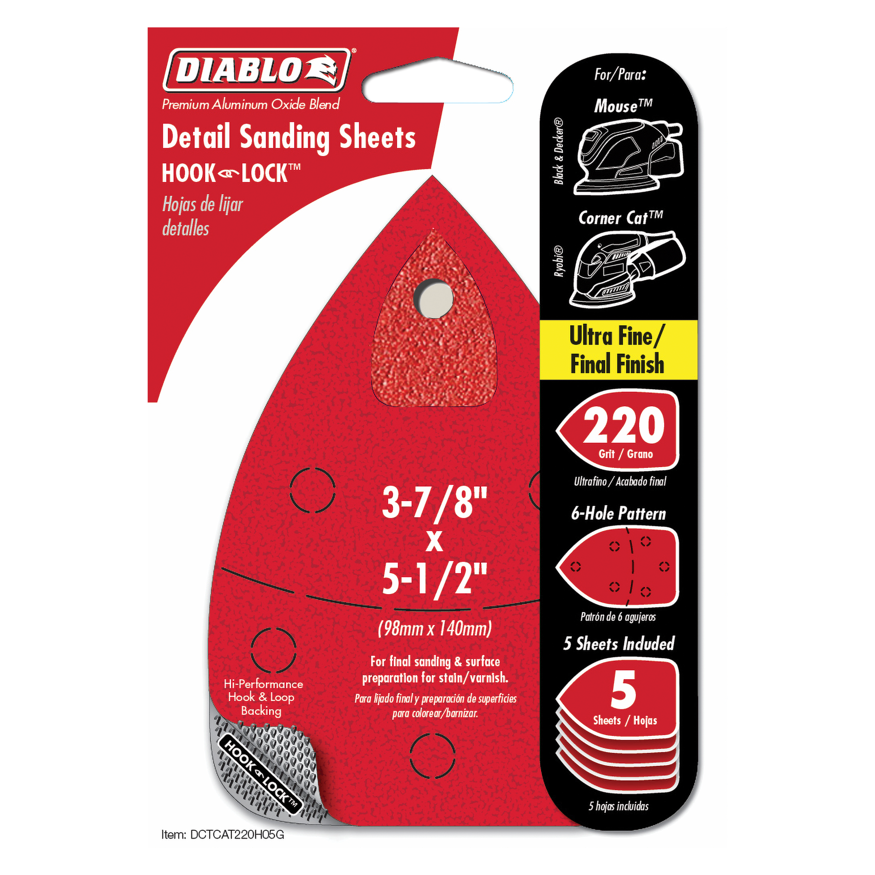 Diablo 3-7/8 in. x 5-1/2 in. CAT/Mouse Hook & Lock™ Detail Sanding Sheets