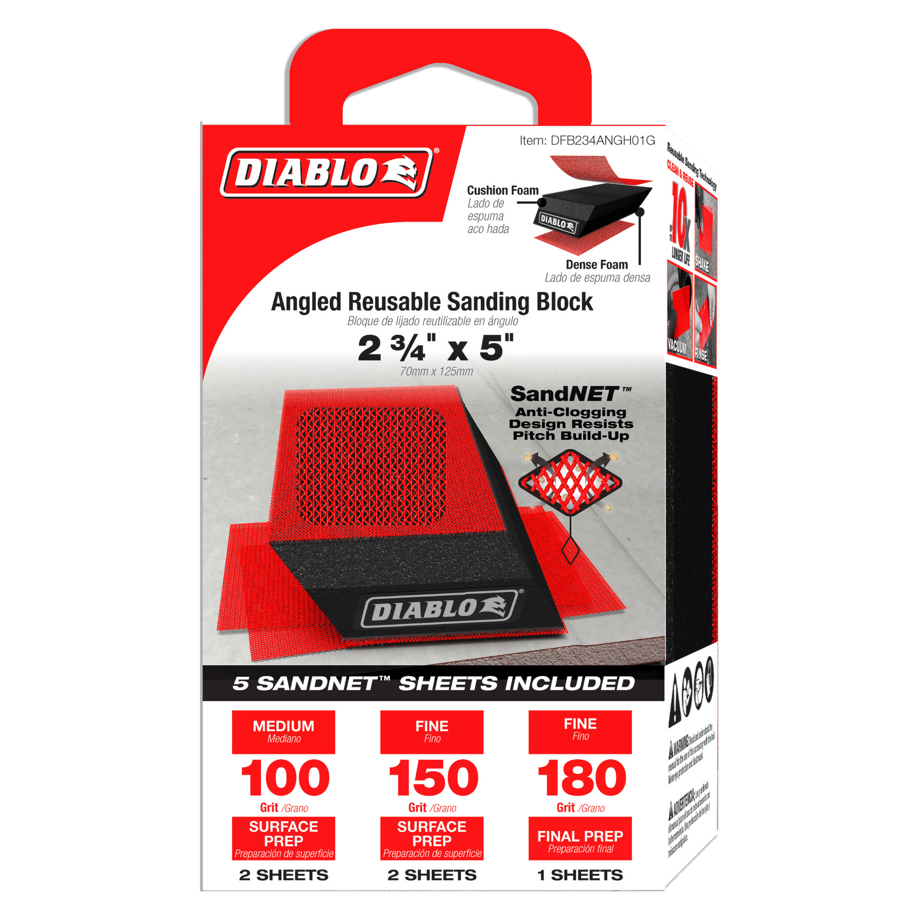 Diablo 5 in. x 2-3/4 in. Reusable Angled Hand Sanding Block