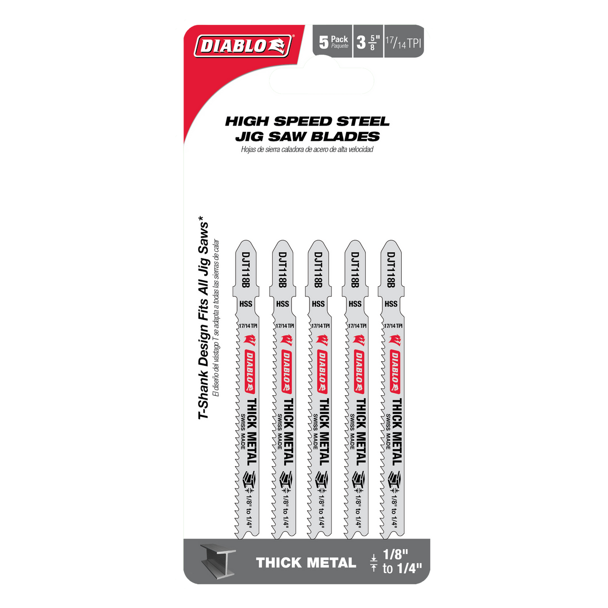 Diablo High Speed Steel T-Shank Jig Saw Blades for Thick Metal