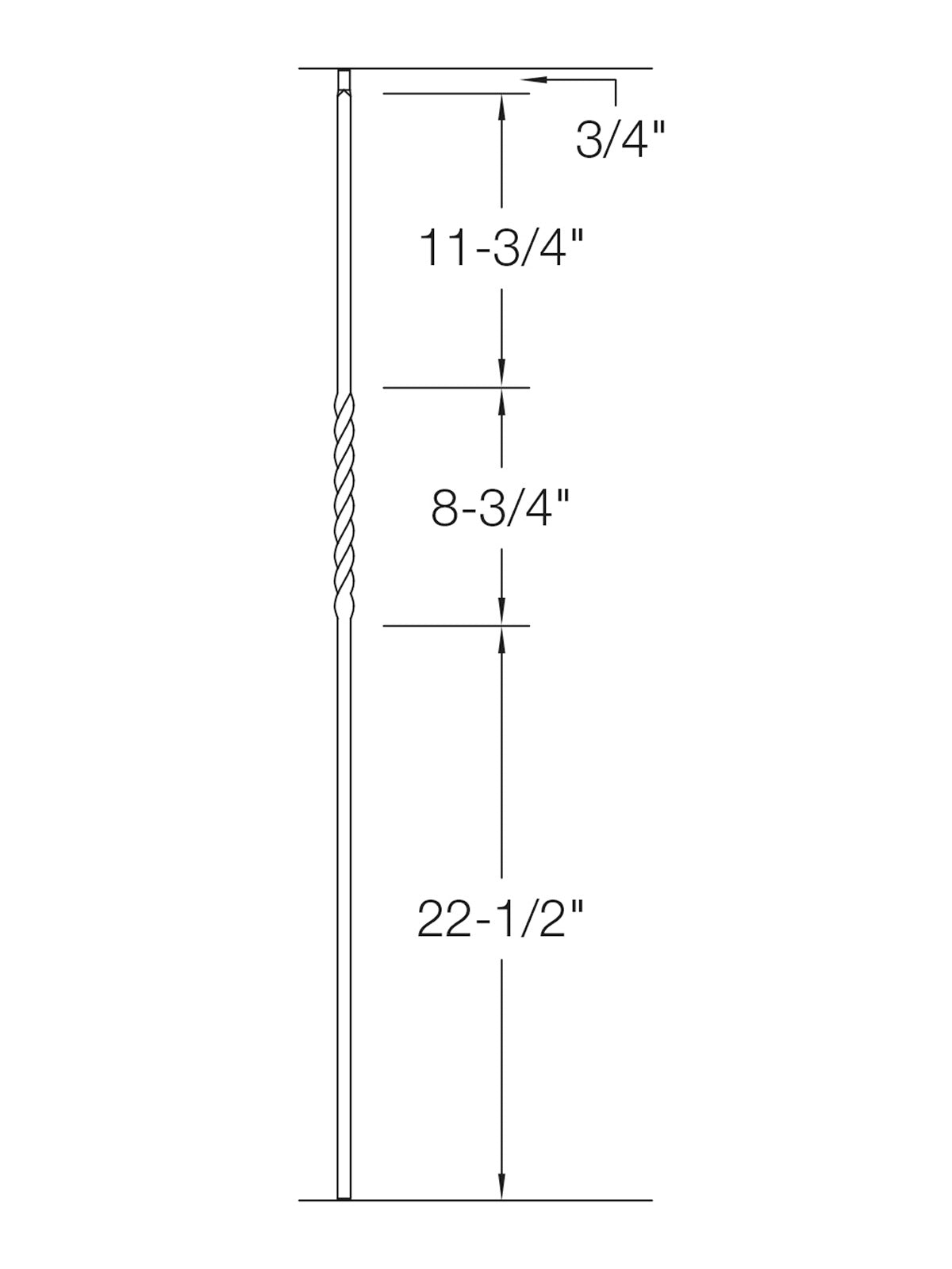 Iron Baluster 2G02 - 5/8" Square - Single Twist