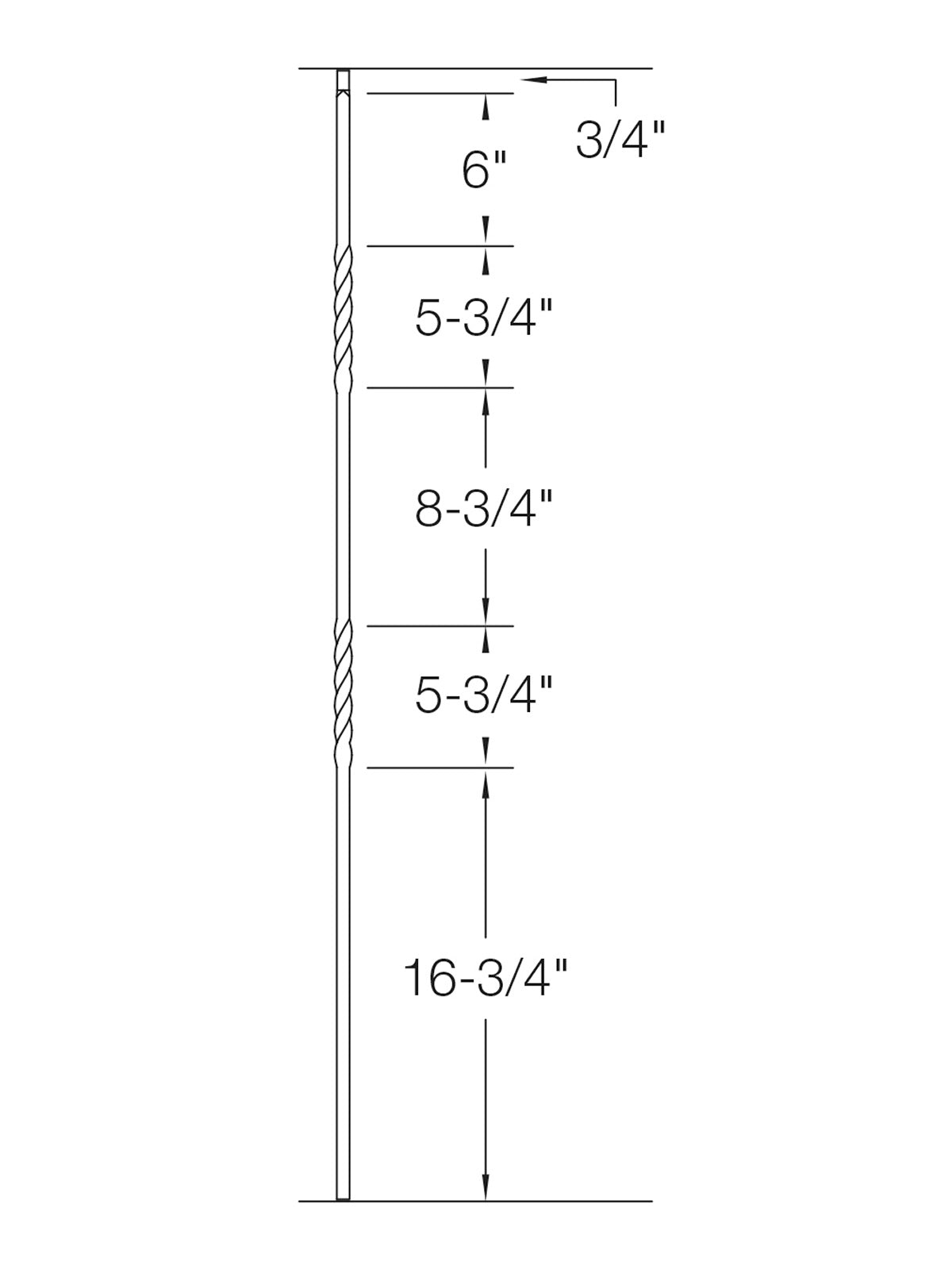 Iron Baluster 2G03 - 5/8" Square - Double Twist